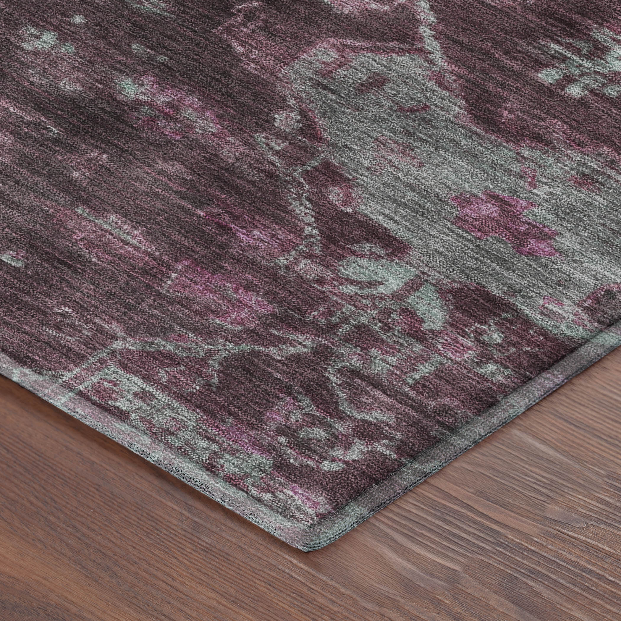 Oaxaca Machine Washable Traditional Burgundy Red Rug 1'8" x 2'6" #shape_Rectangle