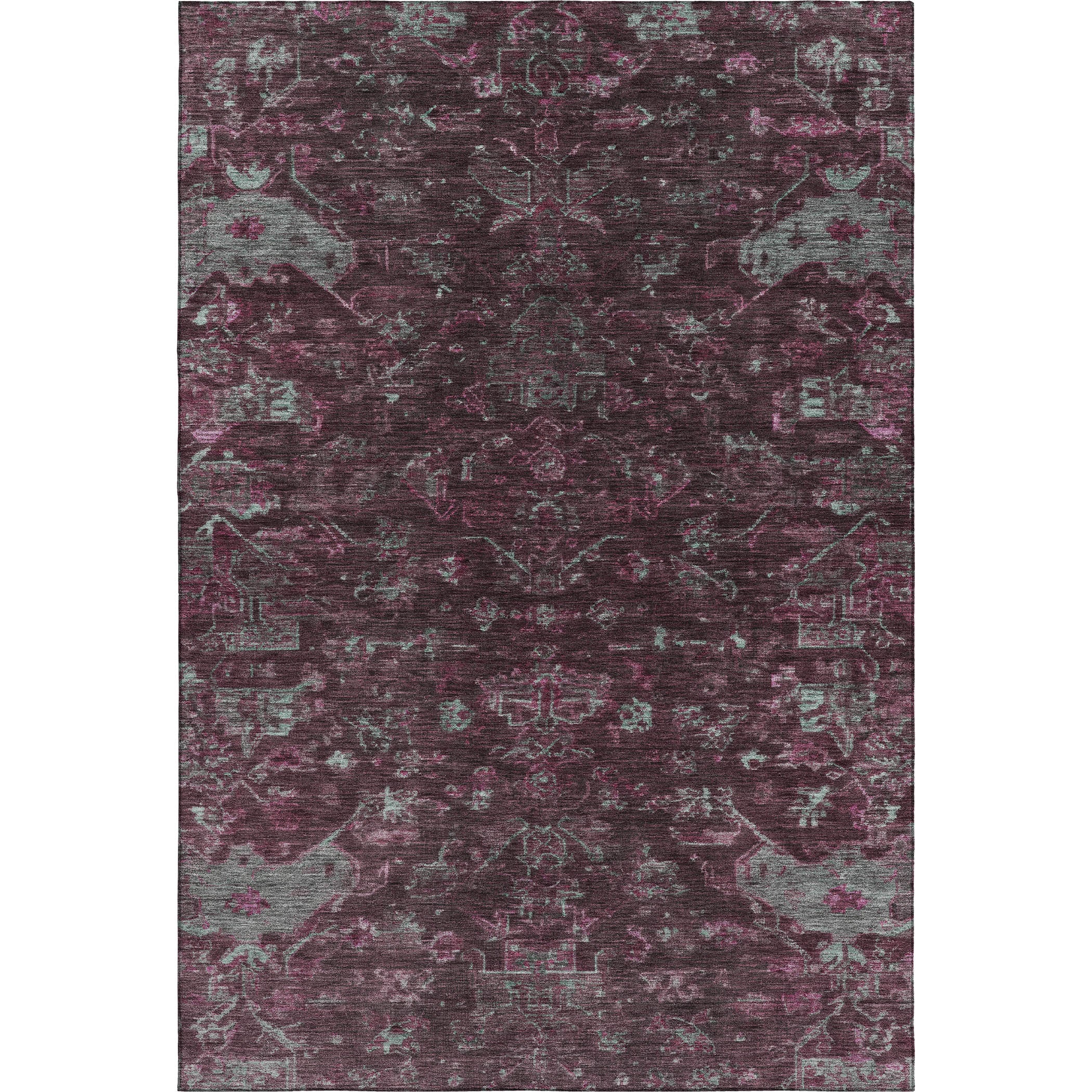 Oaxaca Machine Washable Traditional Burgundy Red Rug 3' x 5' #shape_Rectangle
