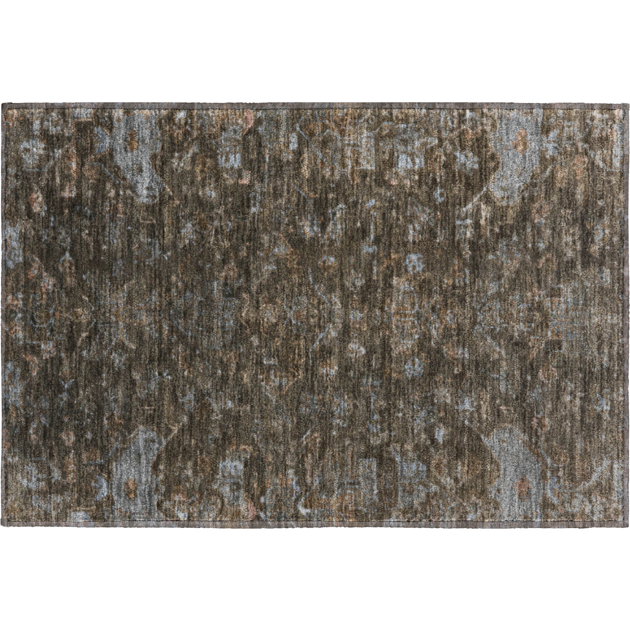 Oaxaca Machine Washable Traditional Chocolate Brown Rug 1'8" x 2'6" #shape_Rectangle
