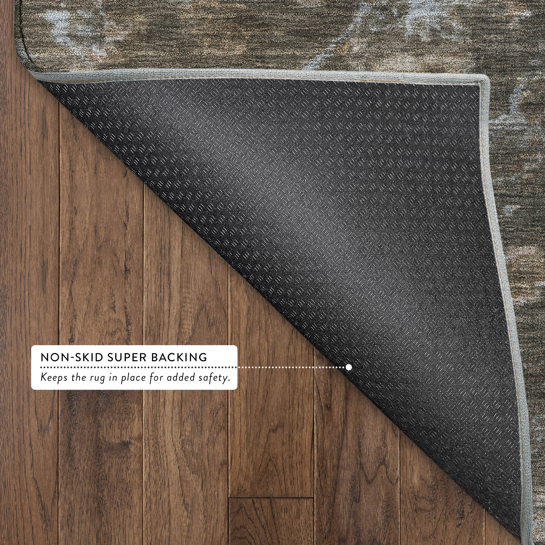 Oaxaca Machine Washable Traditional Chocolate Brown Rug 1'8" x 2'6" #shape_Rectangle