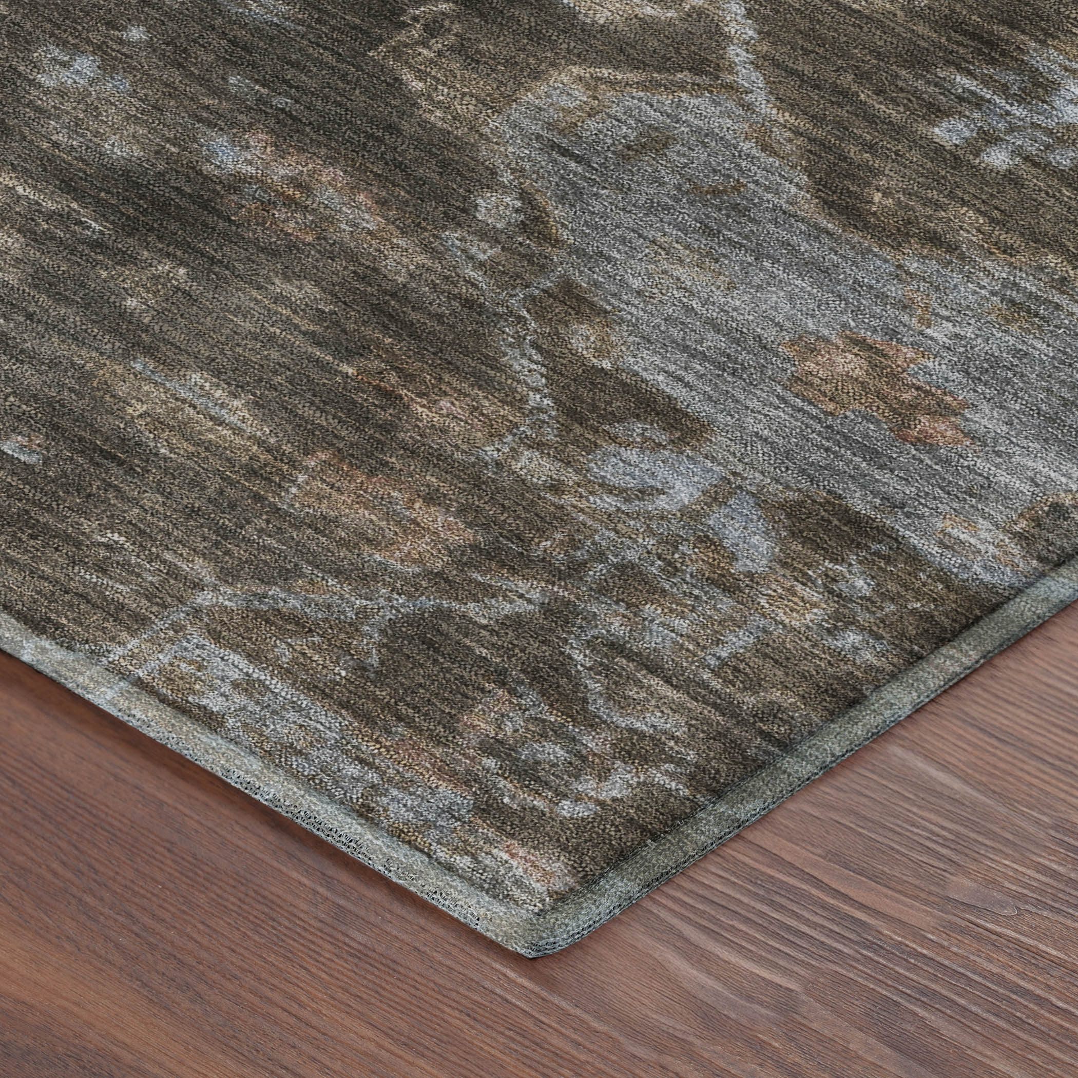 Oaxaca Machine Washable Traditional Chocolate Brown Rug 1'8" x 2'6" #shape_Rectangle