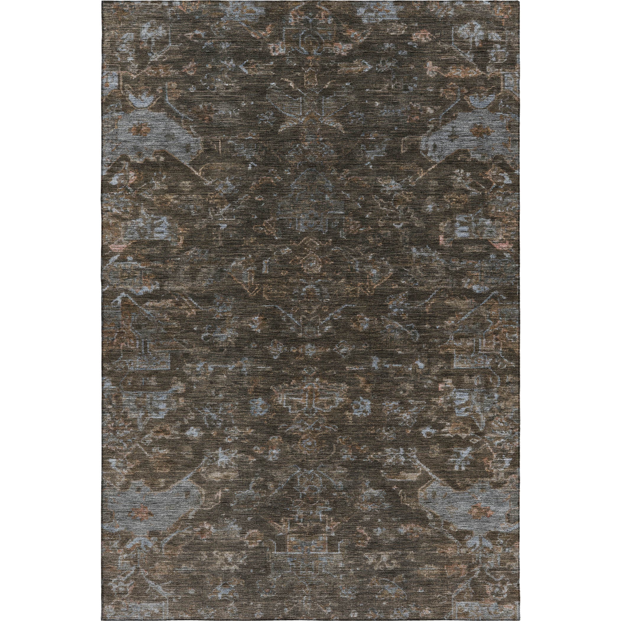 Oaxaca Machine Washable Traditional Chocolate Brown Rug 3' x 5' #shape_Rectangle