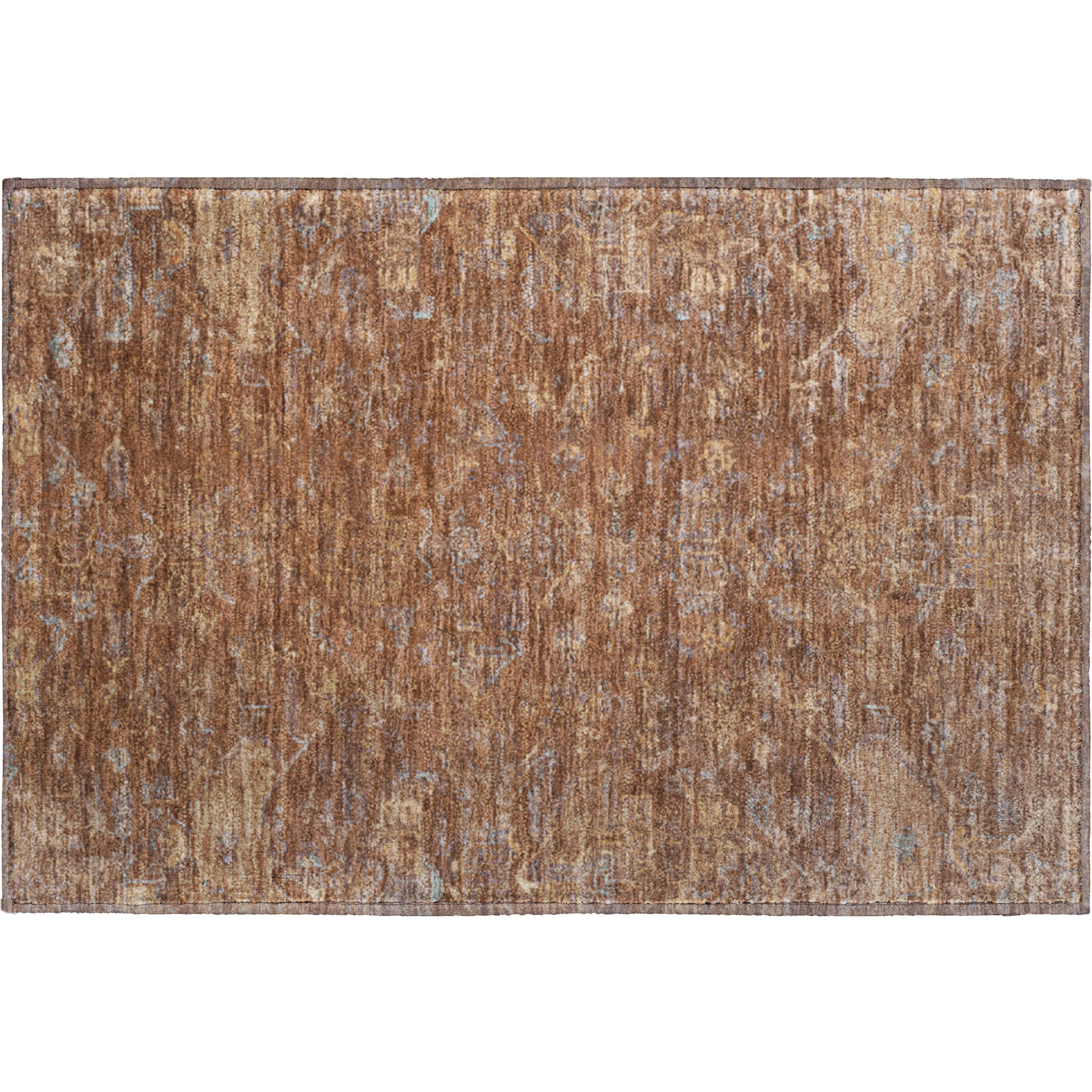 Oaxaca Machine Washable Traditional Paprika Orange Rug 1'8" x 2'6" #shape_Rectangle