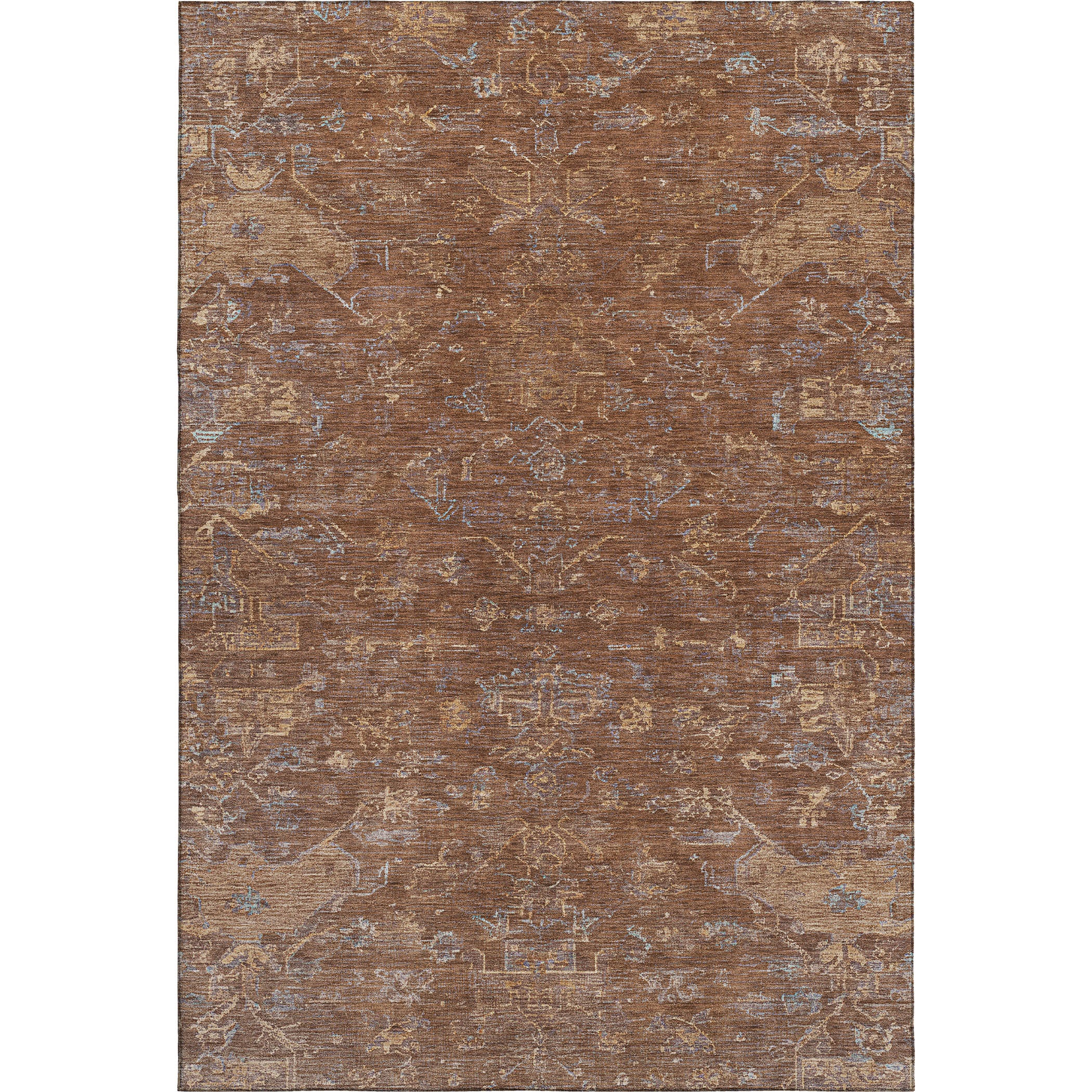 Oaxaca Machine Washable Traditional Paprika Orange Rug 3' x 5' #shape_Rectangle