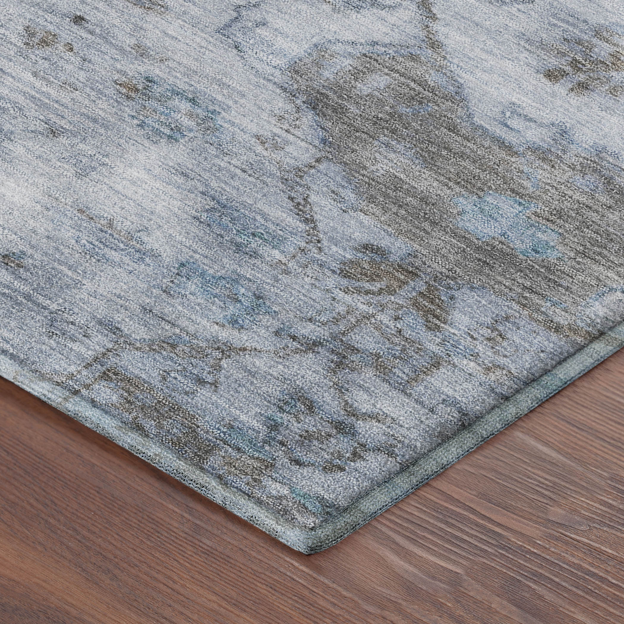 Oaxaca Machine Washable Traditional Sky Blue Rug 1'8" x 2'6" #shape_Rectangle