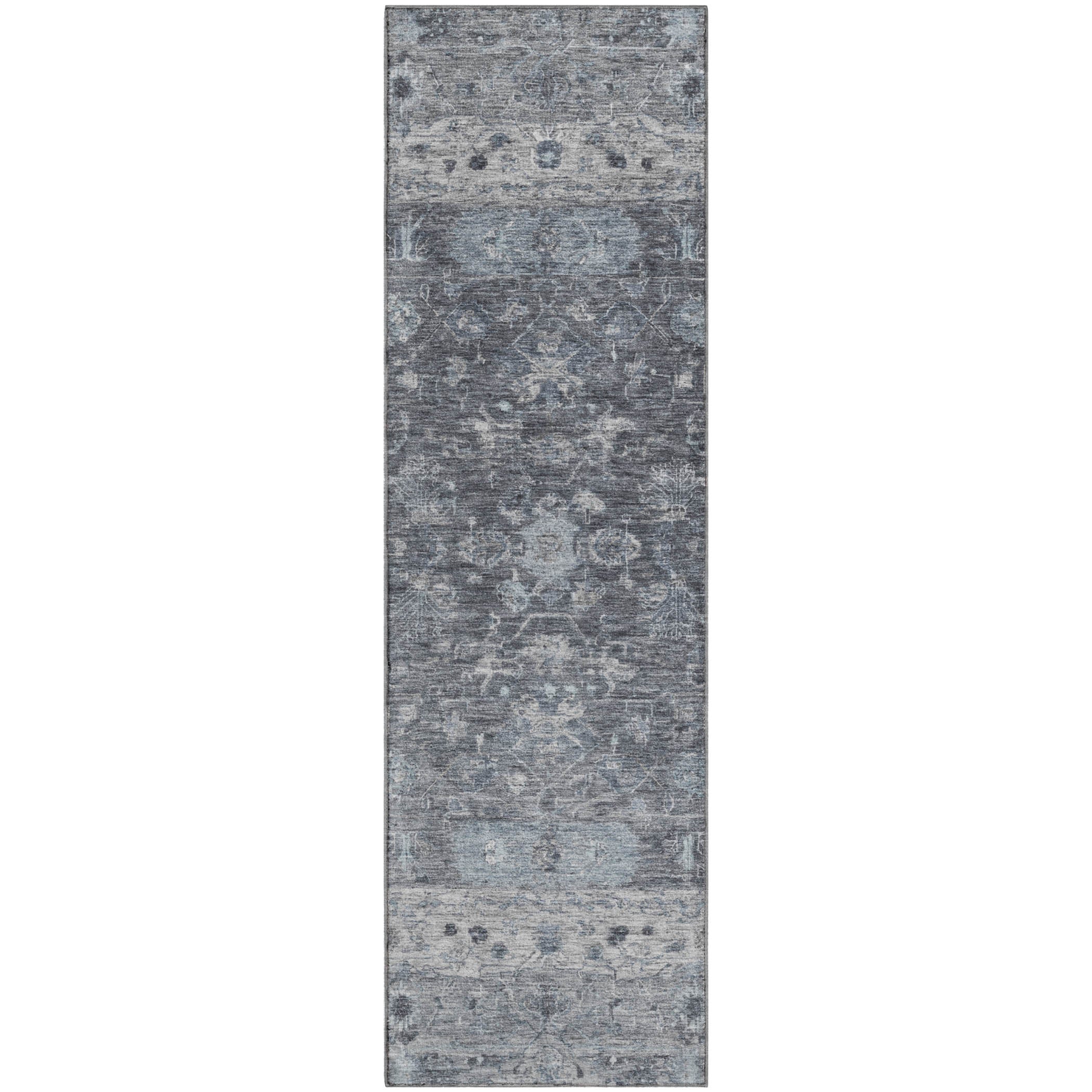 Florence Machine Washable Traditional Gray Rug 2'3" x 7'6" #shape_Runner