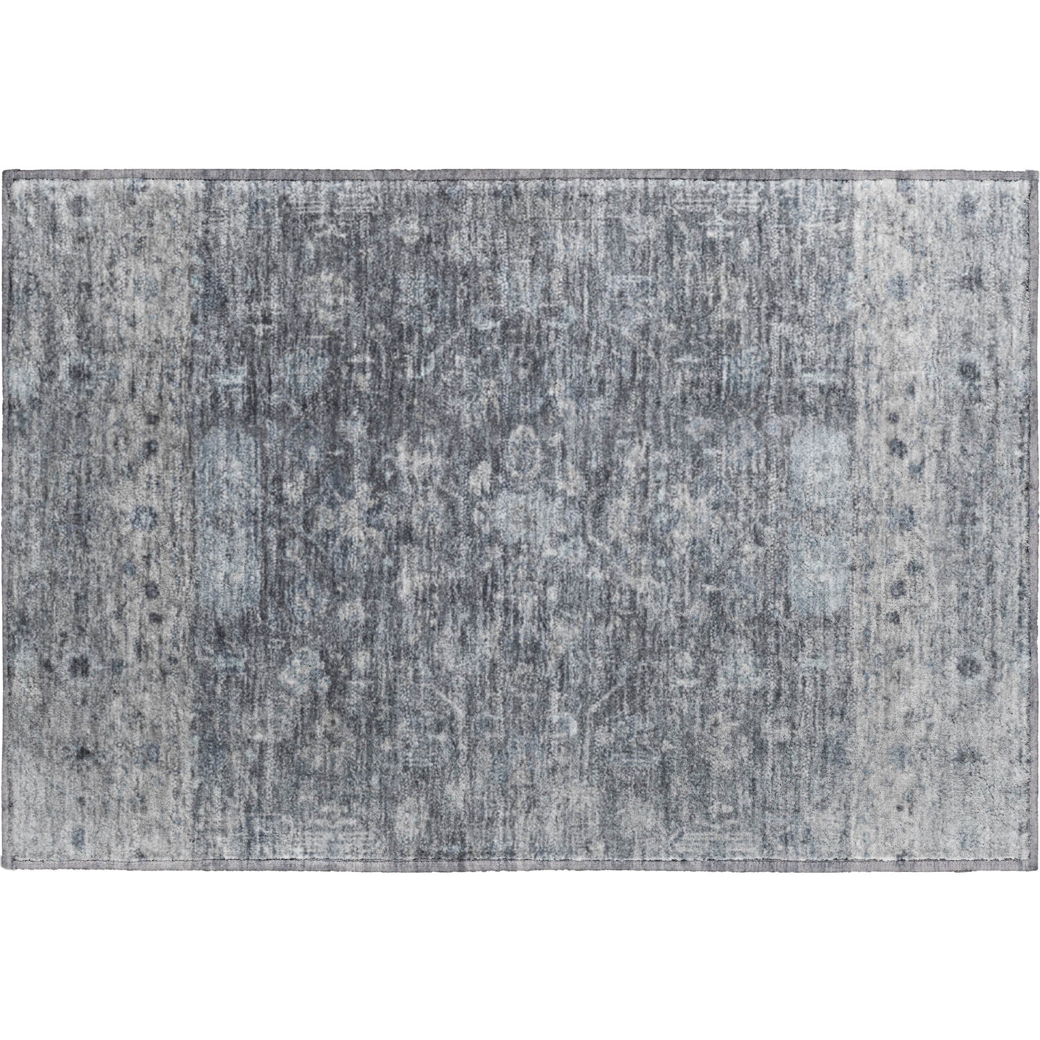 Florence Machine Washable Traditional Gray Rug 1'8" x 2'6" #shape_Rectangle