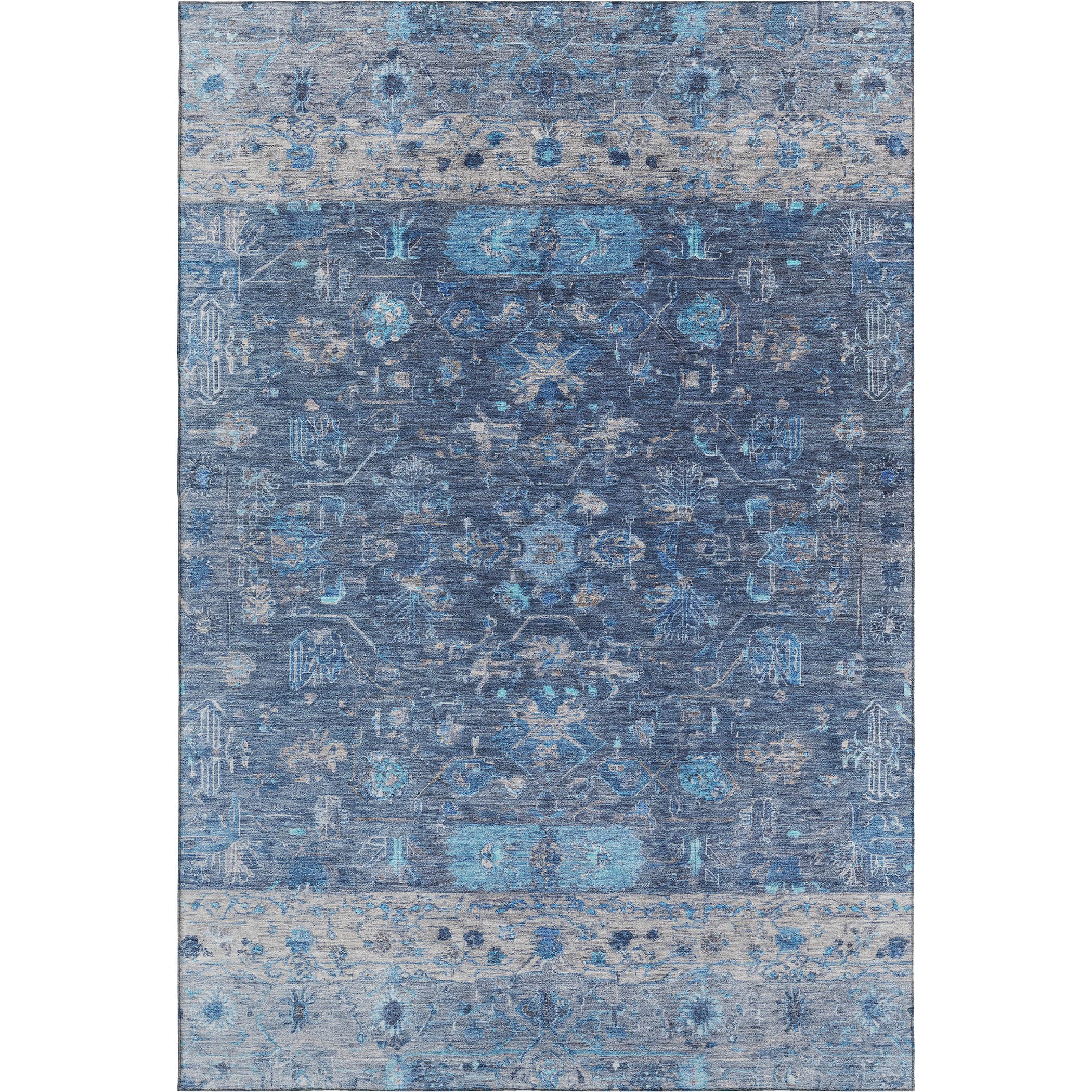 Florence Machine Washable Traditional Navy Blue Rug 3' x 5' #shape_Rectangle