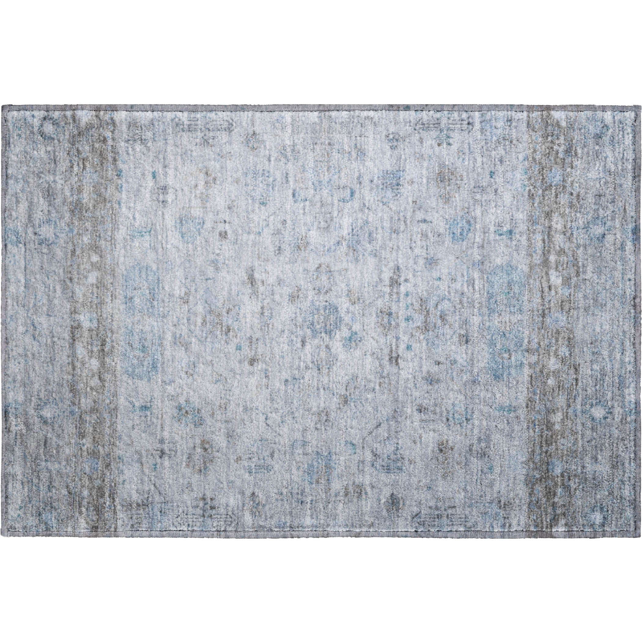 Florence Machine Washable Traditional Sky Blue Rug 1'8" x 2'6" #shape_Rectangle