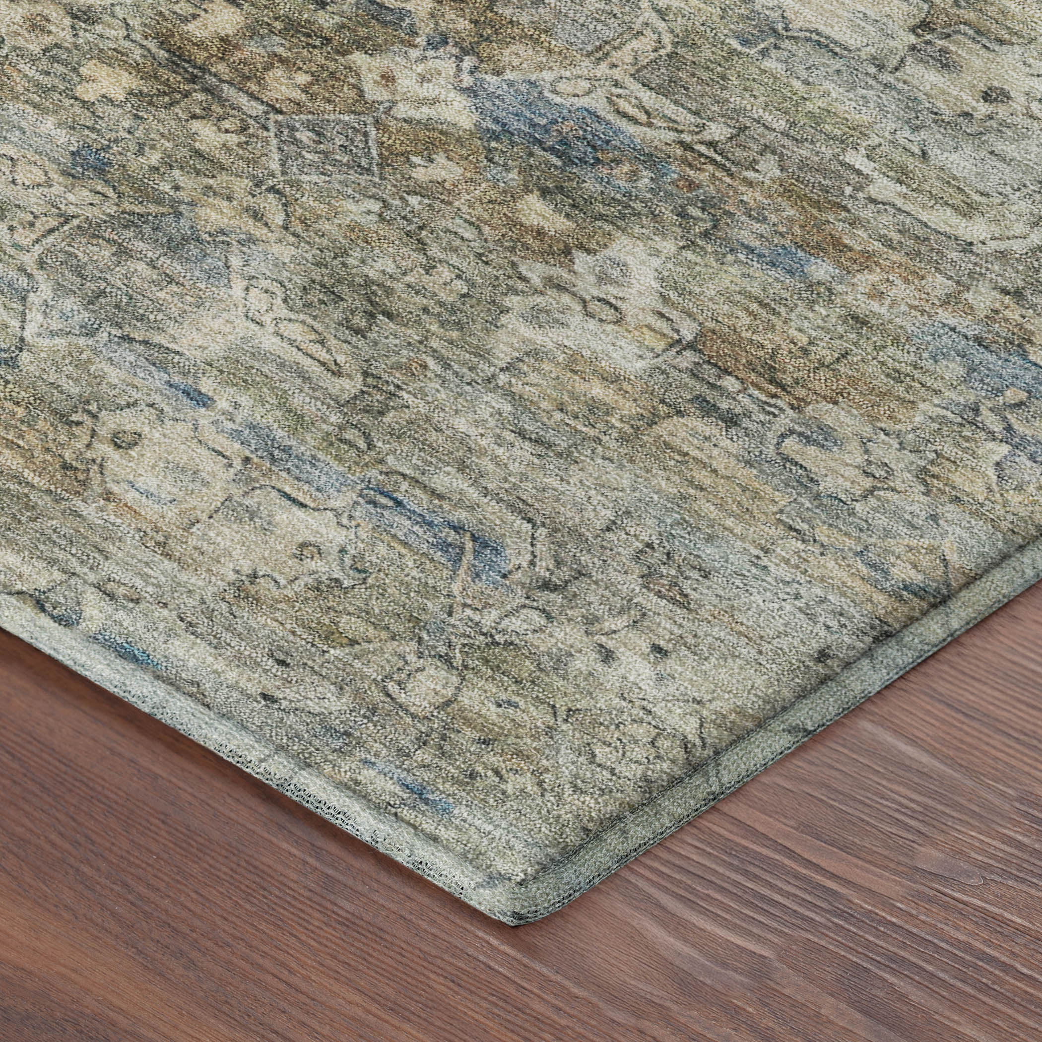 Dubrovnik Machine Washable Transitional Aloe Green Rug 1'8" x 2'6" #shape_Rectangle