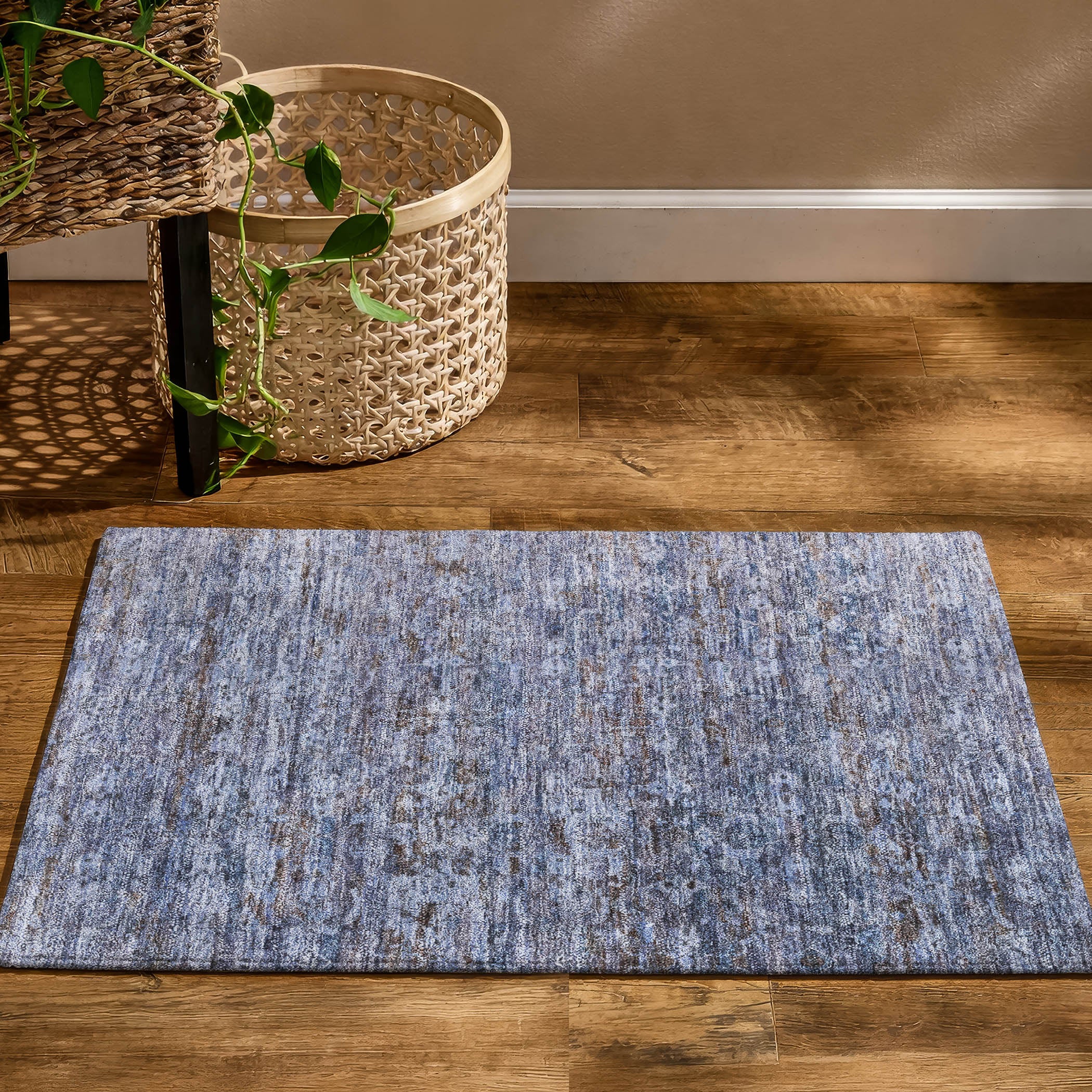 Dubrovnik Machine Washable Transitional Blue Rug 1'8" x 2'6" #shape_Rectangle