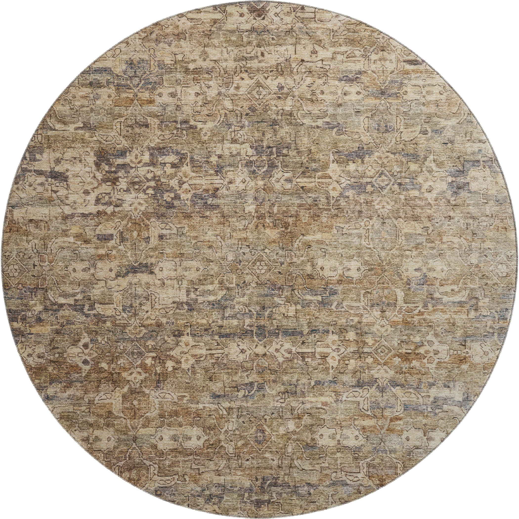 Dubrovnik Machine Washable Transitional Brown Rug 8' x 8' #shape_Round