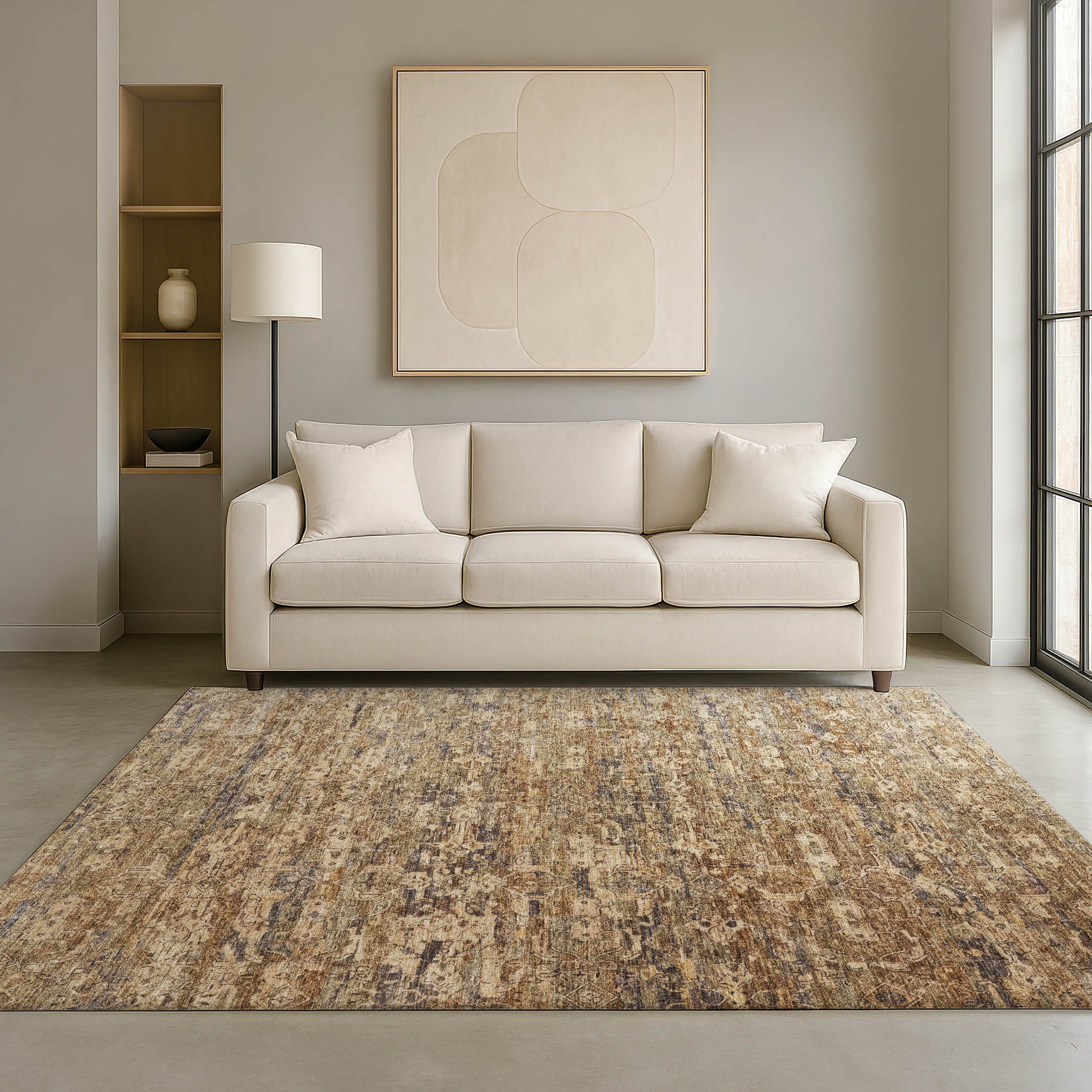 Dubrovnik Machine Washable Transitional Brown Rug 3' x 5' #shape_Rectangle