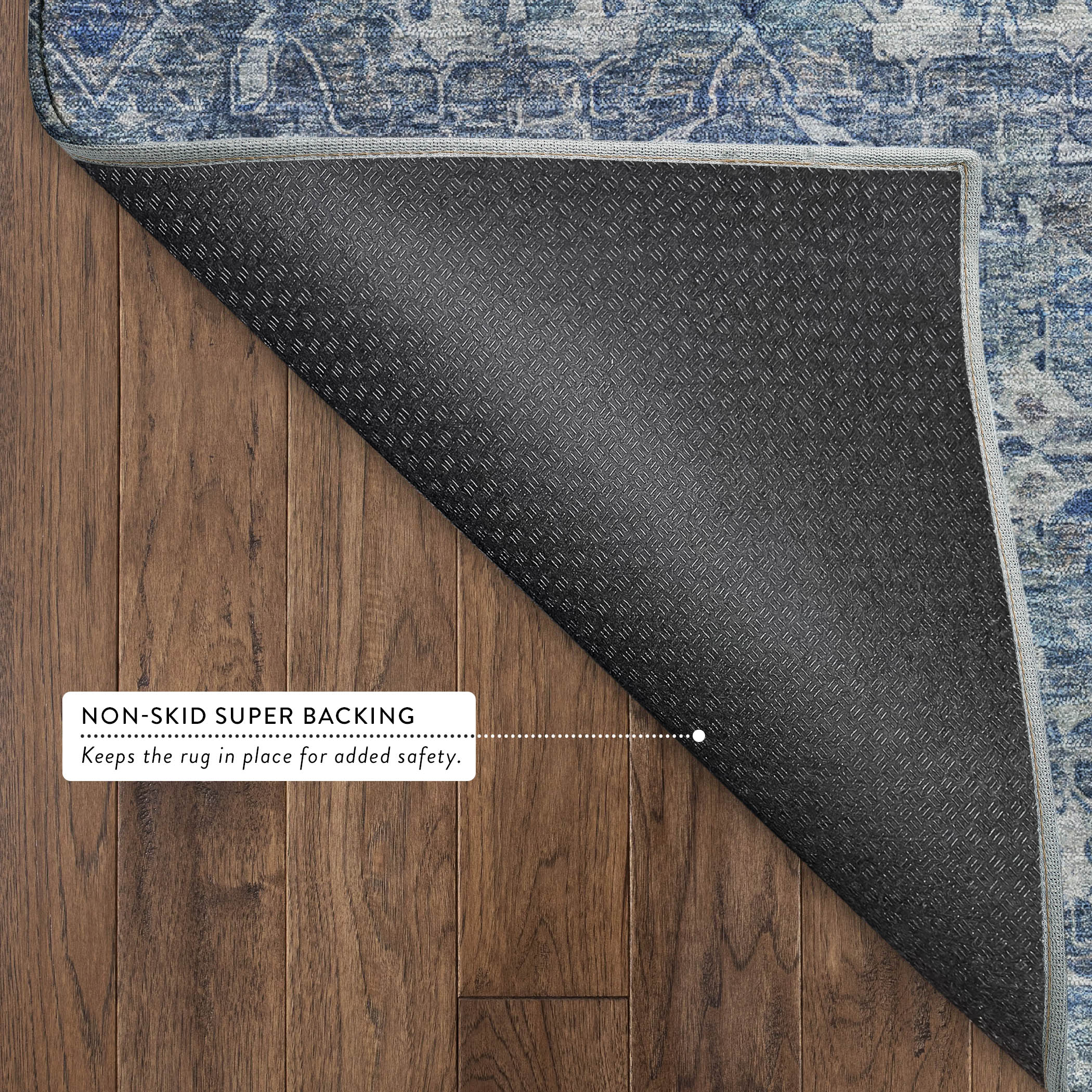 Dubrovnik Machine Washable Transitional Denim Blue Rug 1'8" x 2'6" #shape_Rectangle