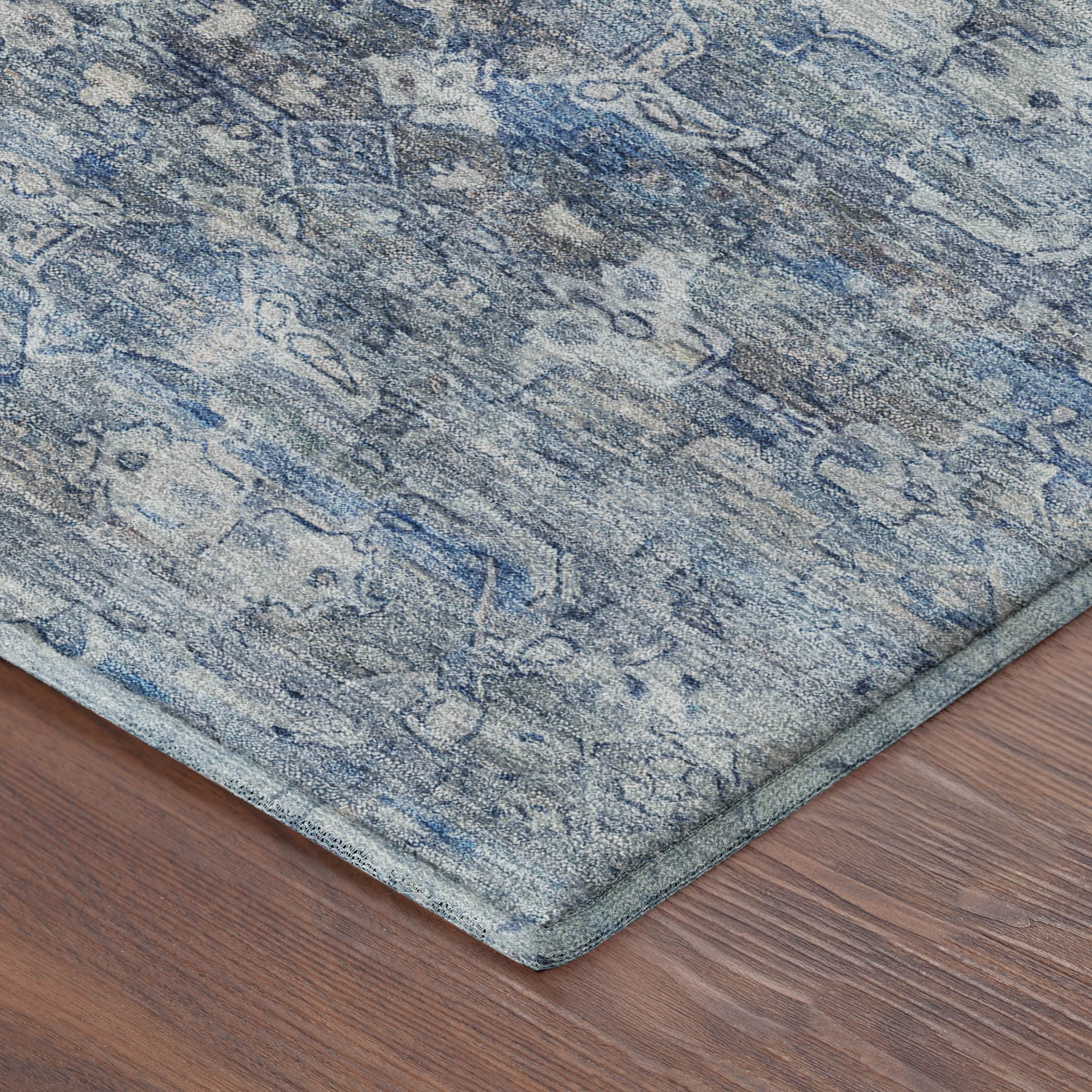 Dubrovnik Machine Washable Transitional Denim Blue Rug 1'8" x 2'6" #shape_Rectangle