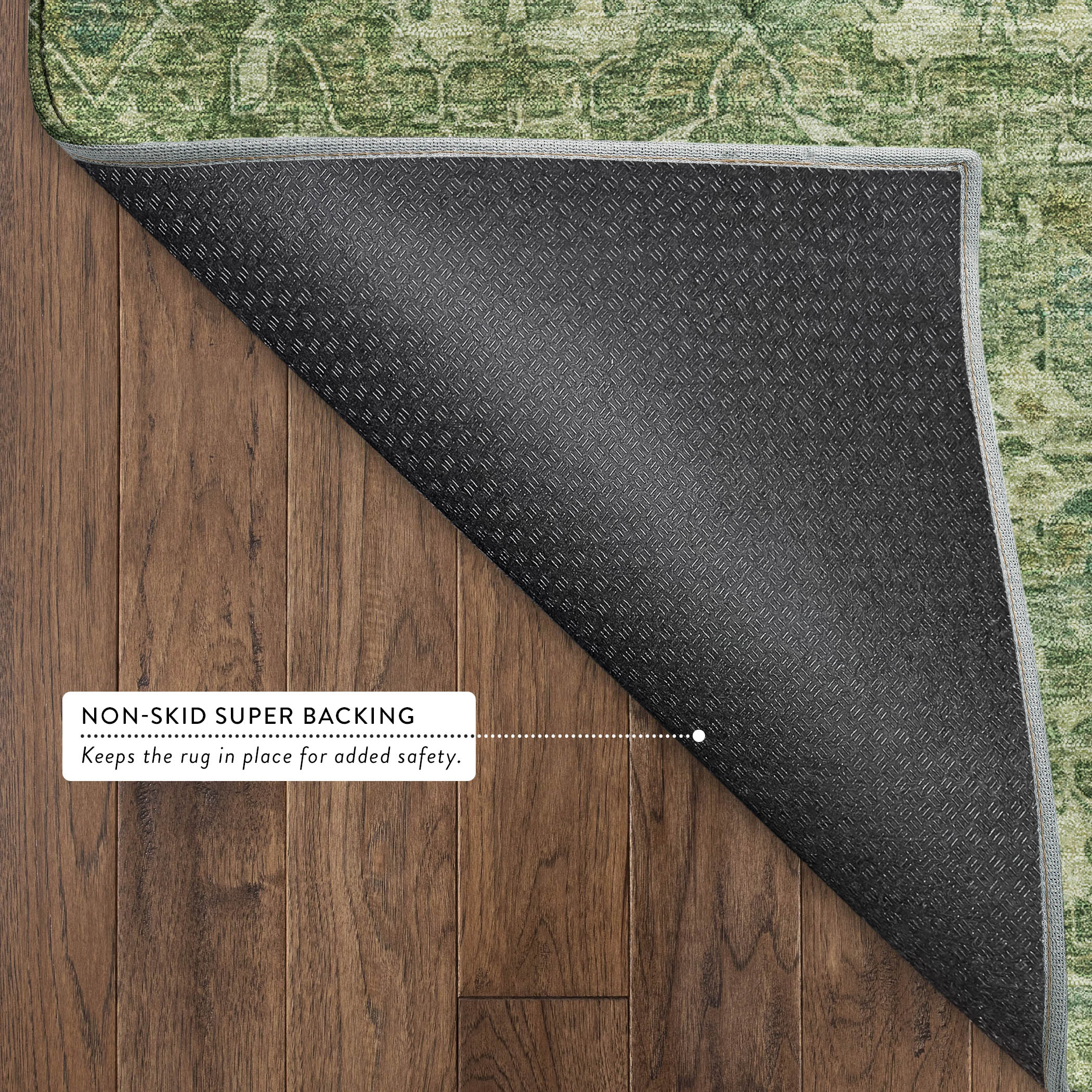 Dubrovnik Machine Washable Transitional Olive Green Rug 1'8" x 2'6" #shape_Rectangle