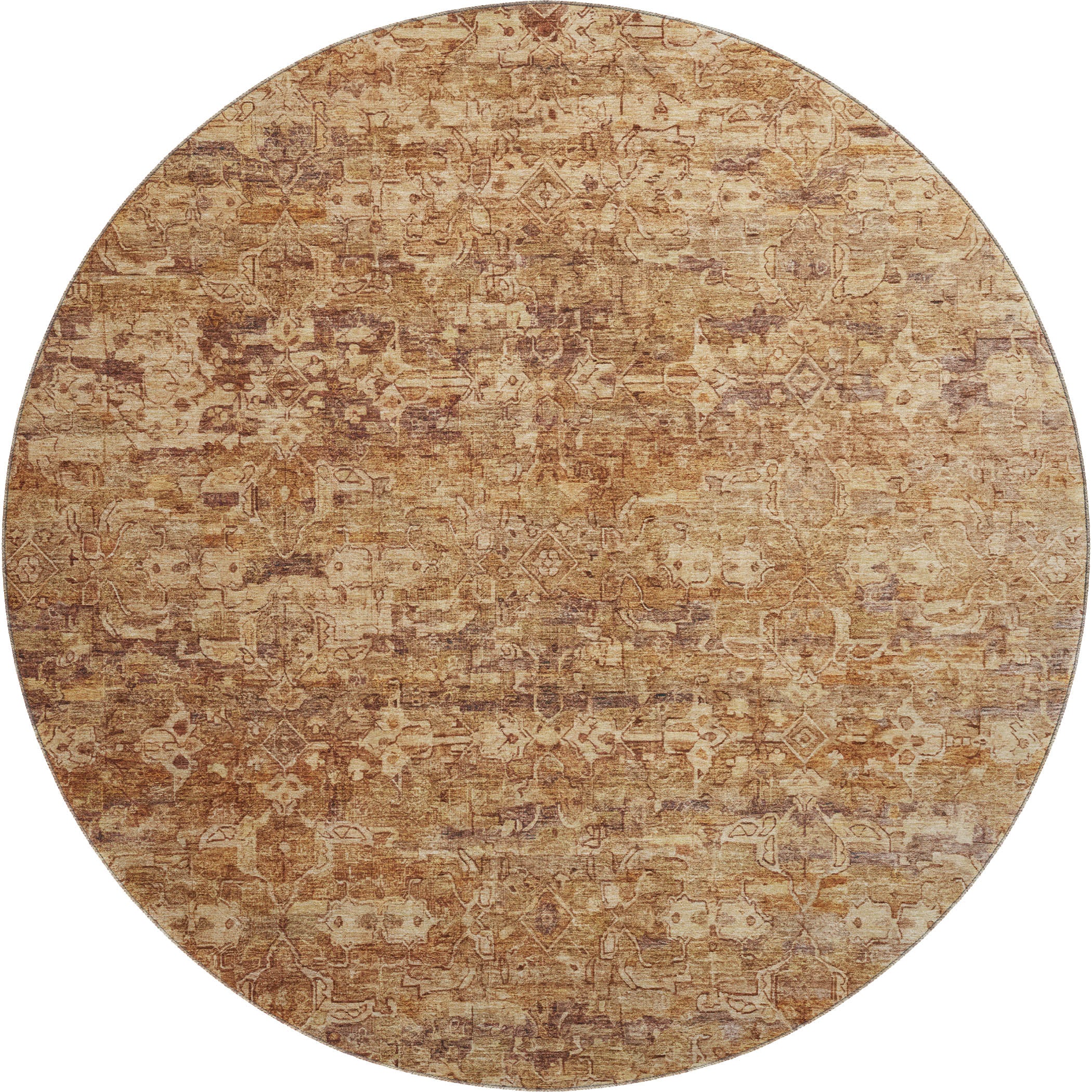 Dubrovnik Machine Washable Transitional Paprika Orange Rug 8' x 8' #shape_Round