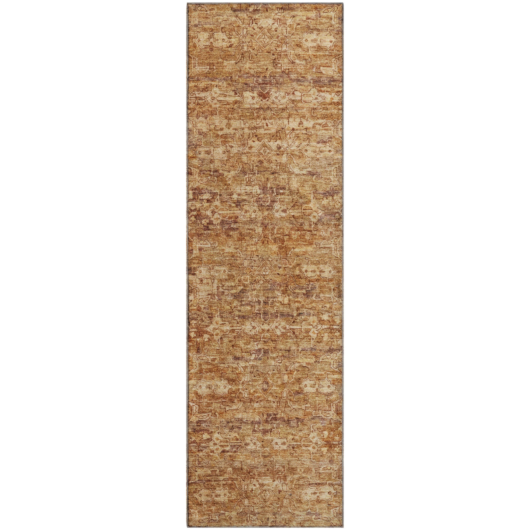 Dubrovnik Machine Washable Transitional Paprika Orange Rug 2'3" x 7'6" #shape_Runner