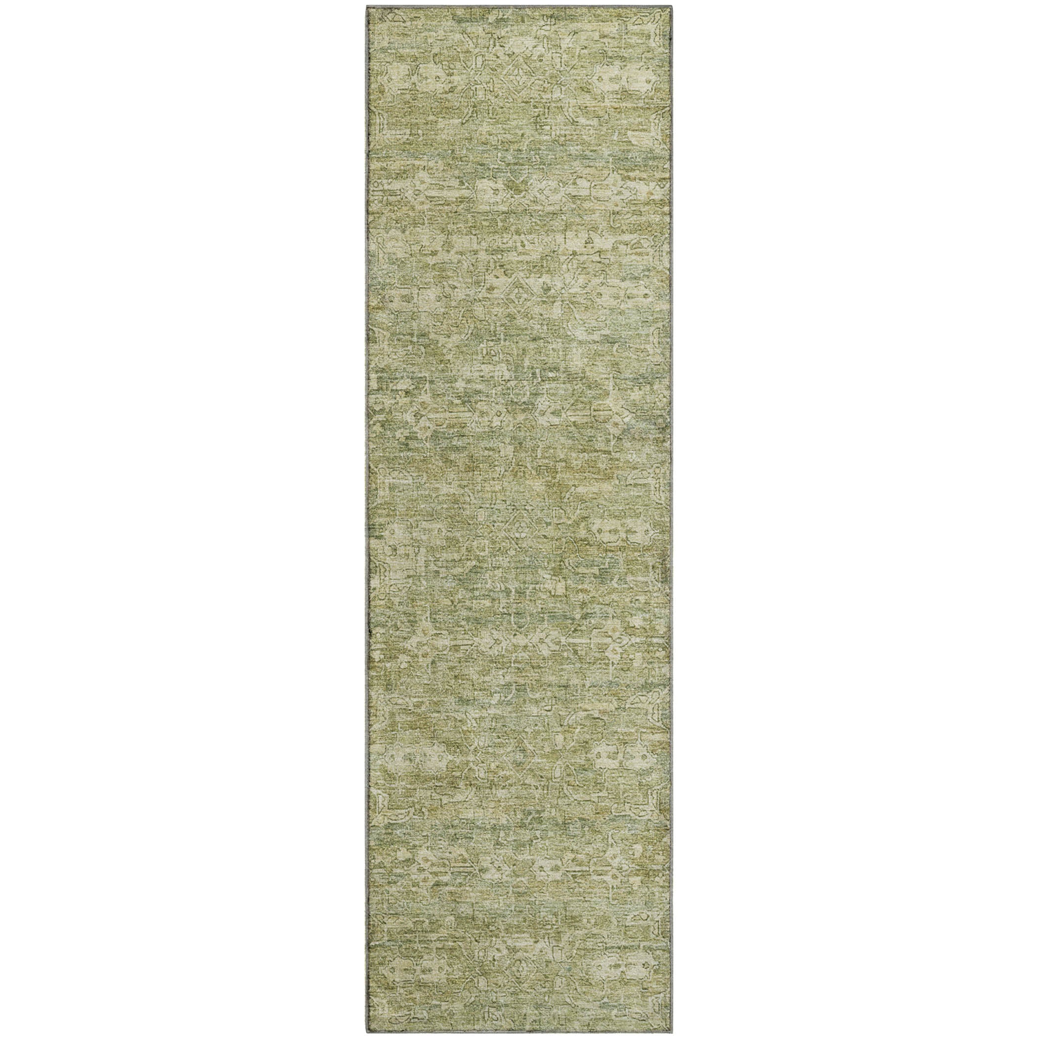 Dubrovnik Machine Washable Transitional Sage Green Rug 2'3" x 7'6" #shape_Runner