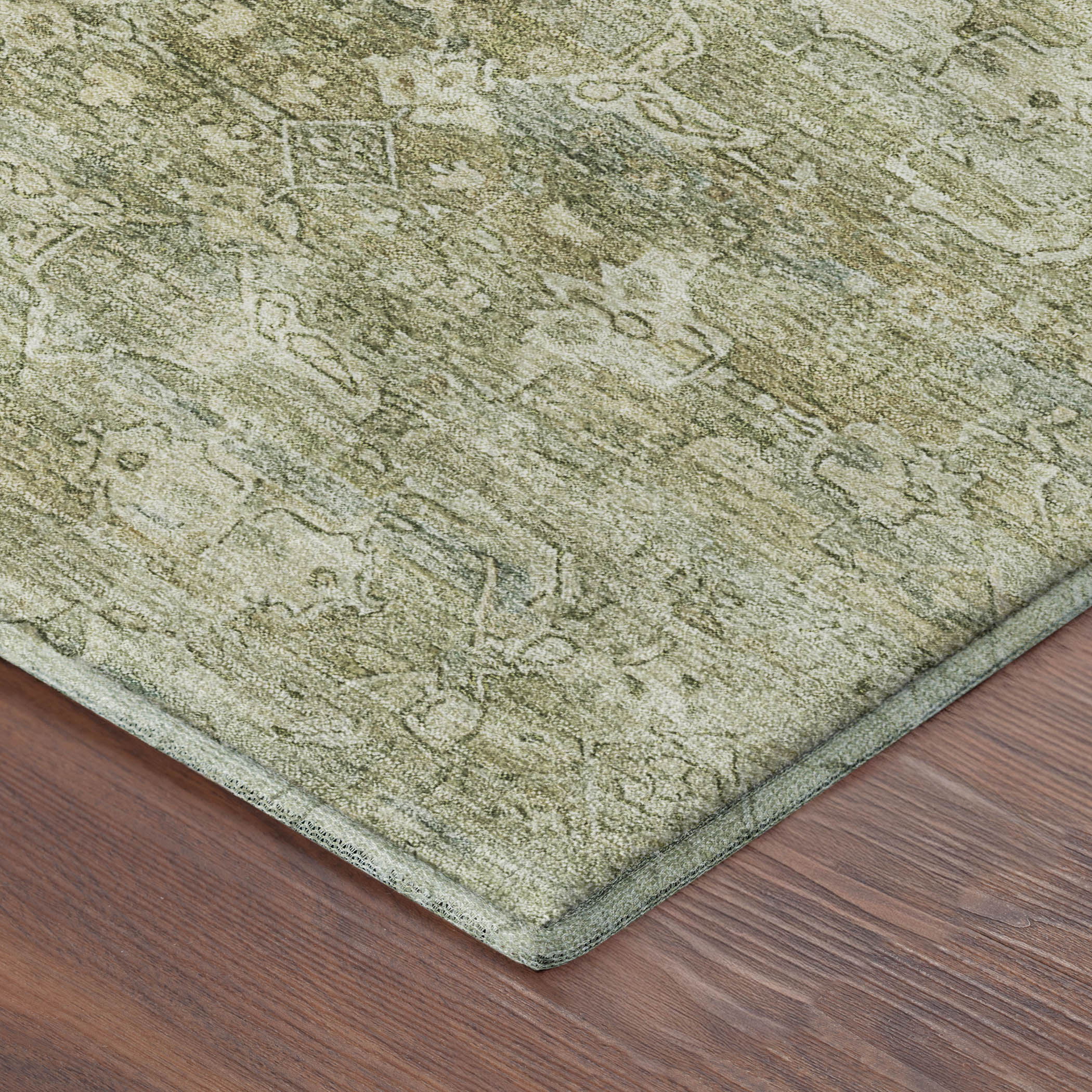 Dubrovnik Machine Washable Transitional Sage Green Rug 1'8" x 2'6" #shape_Rectangle