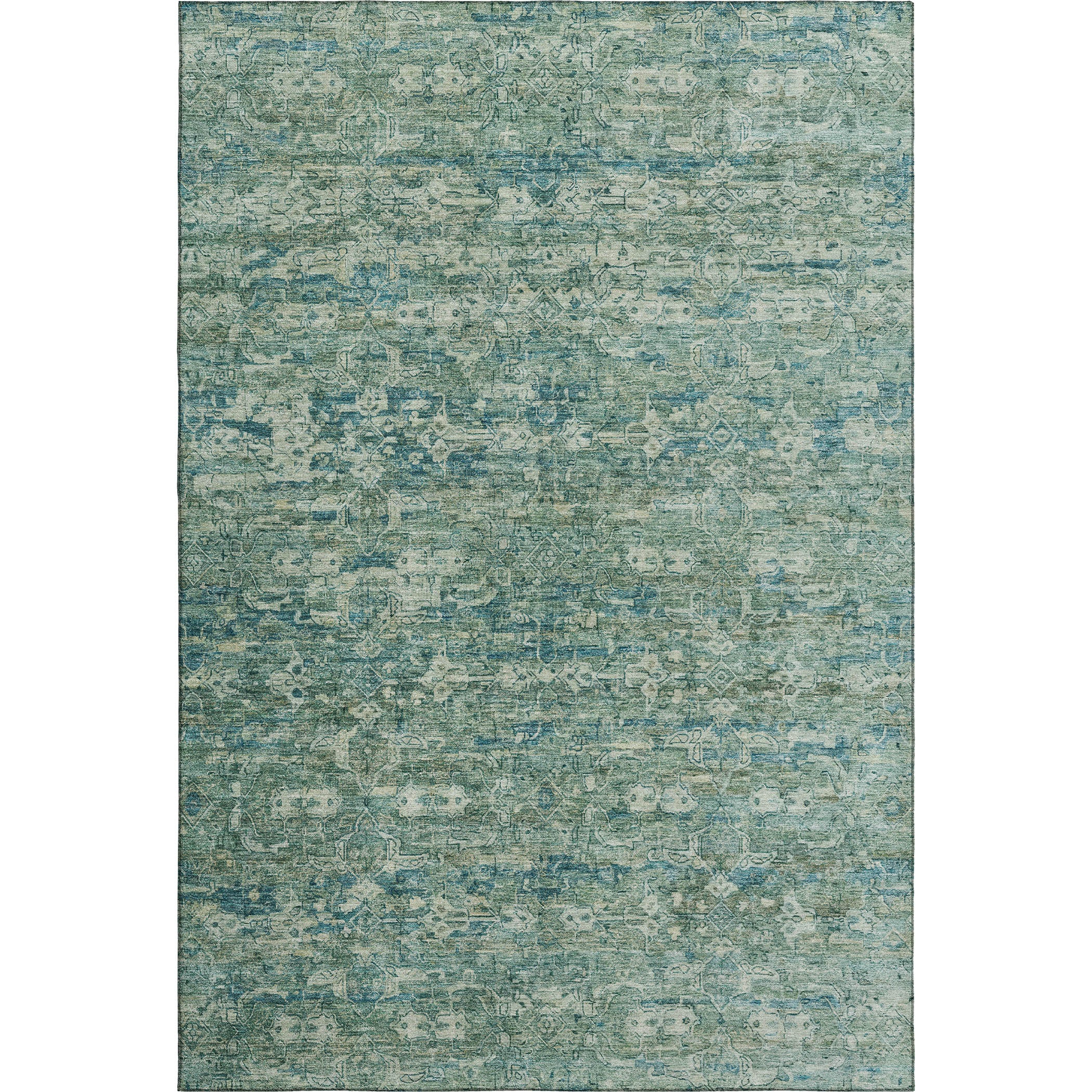Dubrovnik Machine Washable Transitional Teal Rug 3' x 5' #shape_Rectangle