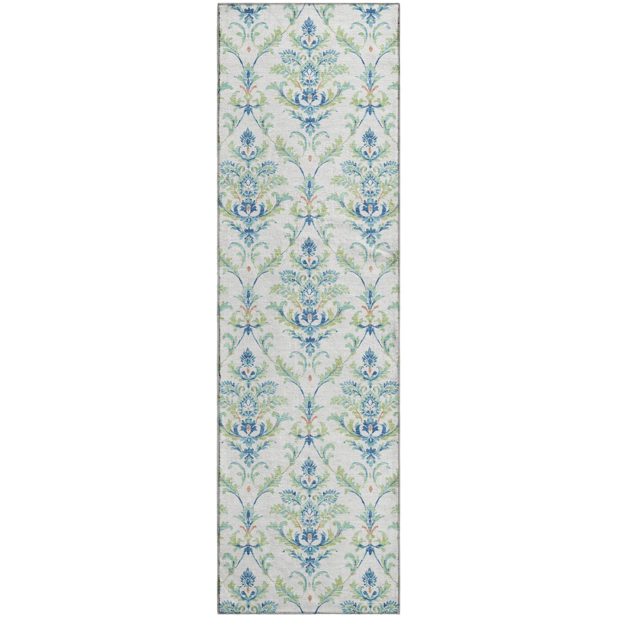 Chiang Mai Machine Washable Traditional Aloe Green Rug 2'3" x 7'6" #shape_Runner