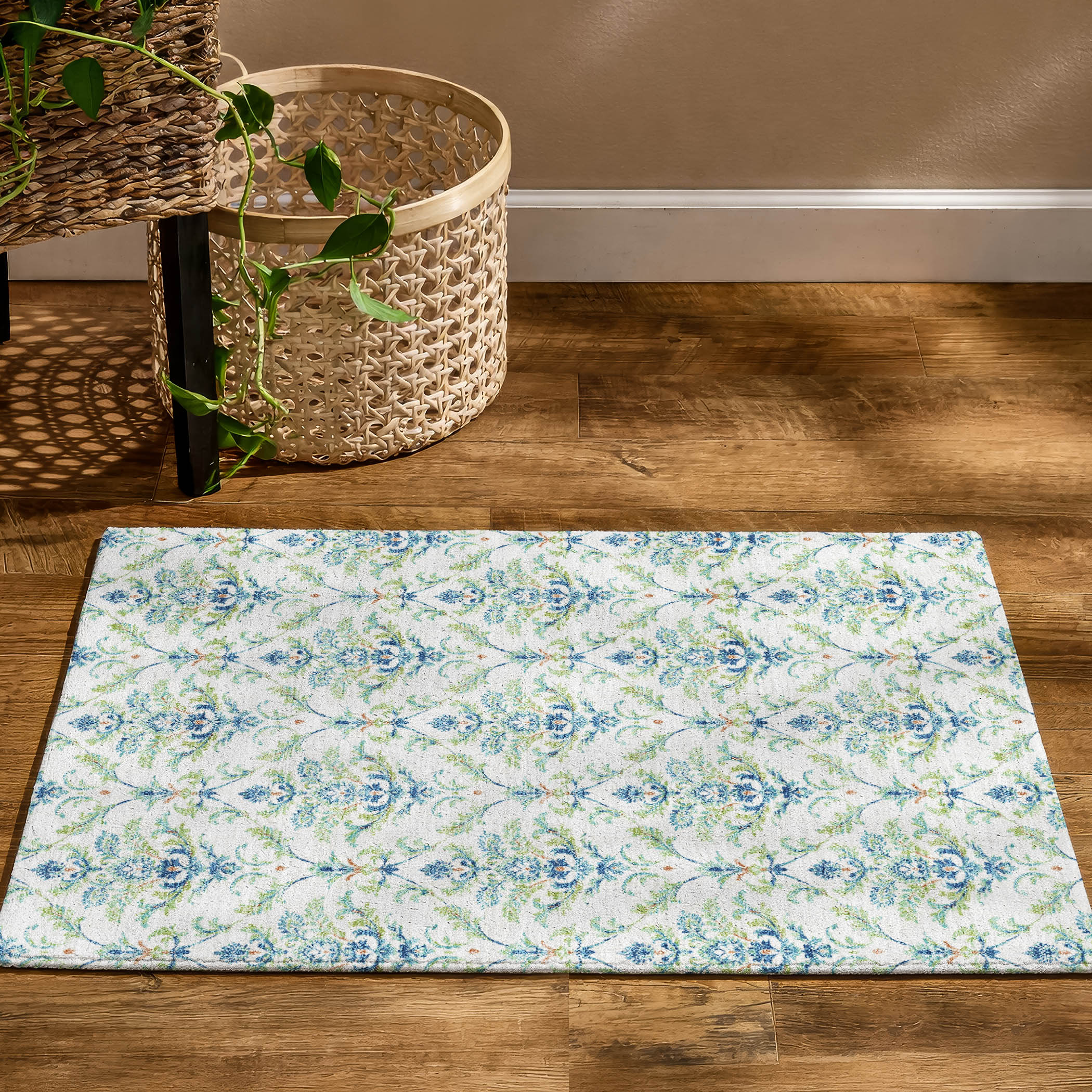 Chiang Mai Machine Washable Traditional Aloe Green Rug 1'8" x 2'6" #shape_Rectangle
