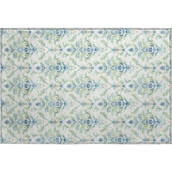 Chiang Mai Machine Washable Traditional Aloe Green Rug 1'8" x 2'6"