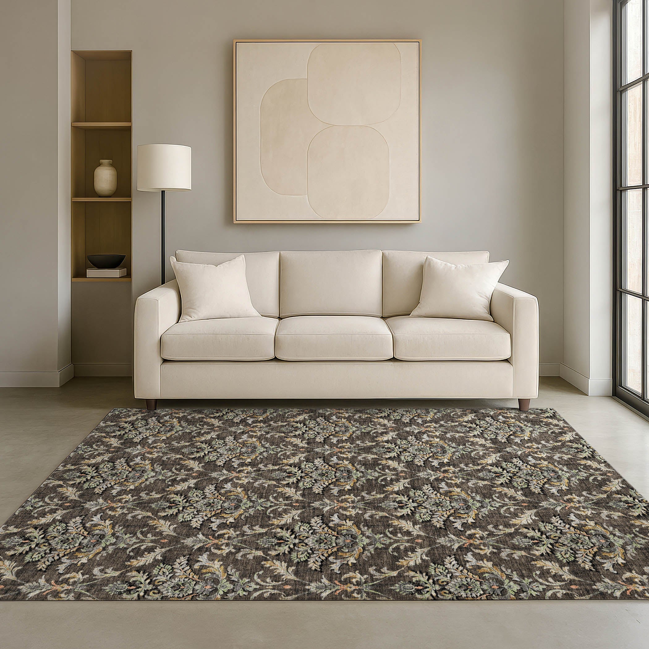 Chiang Mai Machine Washable Traditional Chocolate Brown Rug 3' x 5' #shape_Rectangle