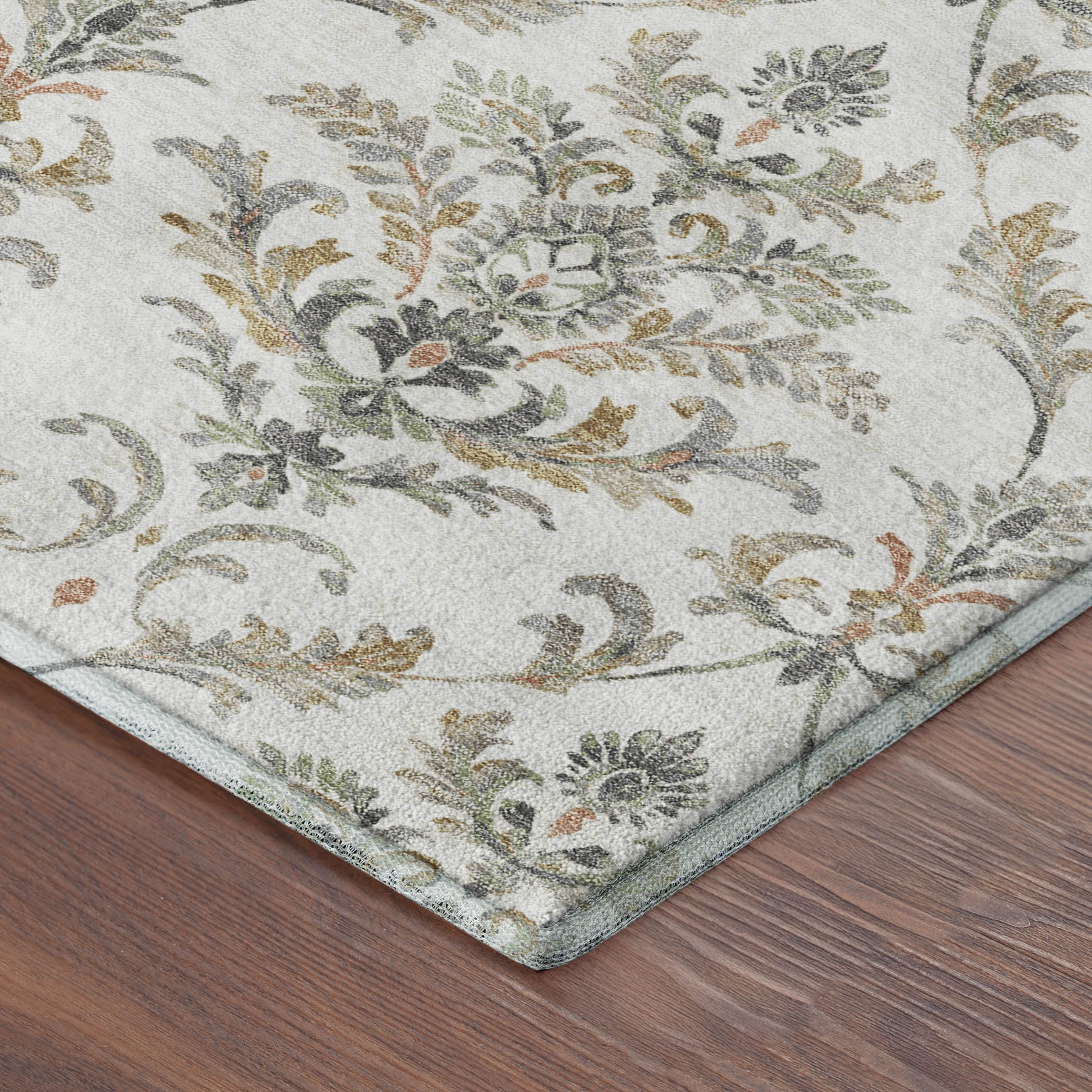Chiang Mai Machine Washable Traditional Ivory Rug 1'8" x 2'6" #shape_Rectangle