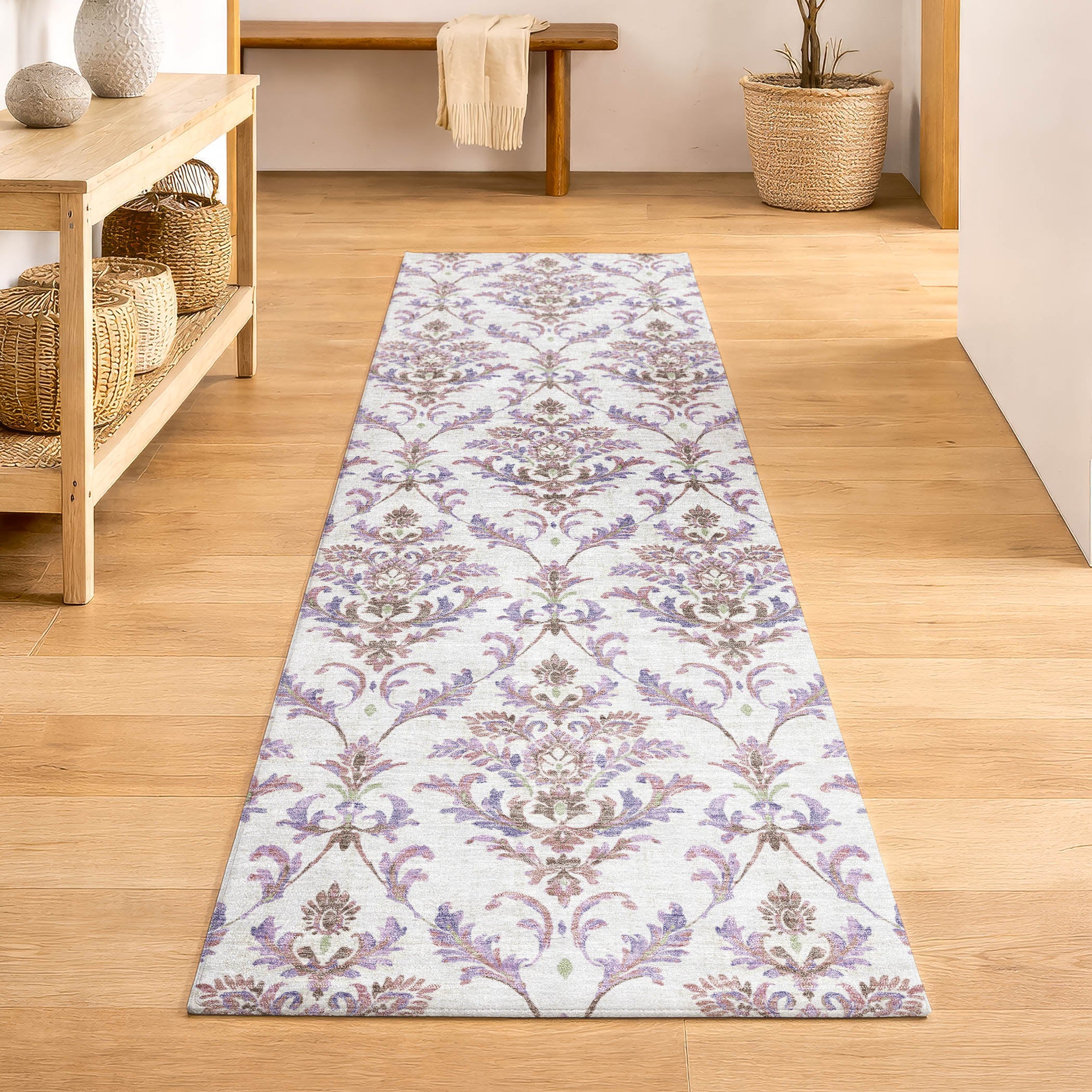 Chiang Mai Machine Washable Traditional Lavender Purple Rug 2'3" x 7'6" #shape_Runner