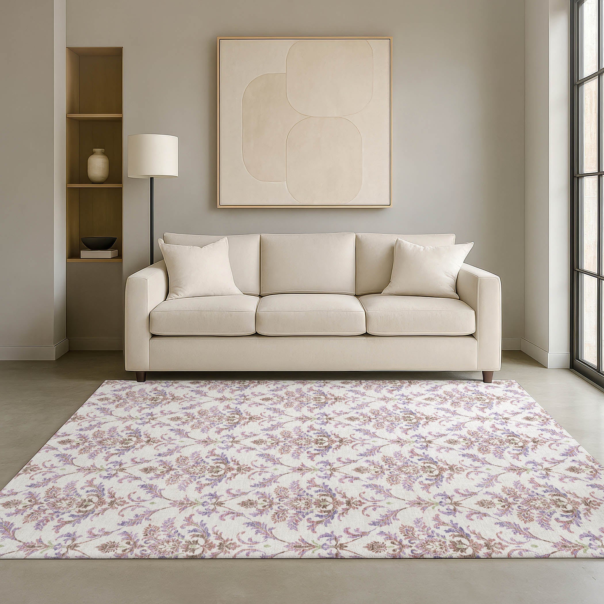 Chiang Mai Machine Washable Traditional Lavender Purple Rug 3' x 5' #shape_Rectangle