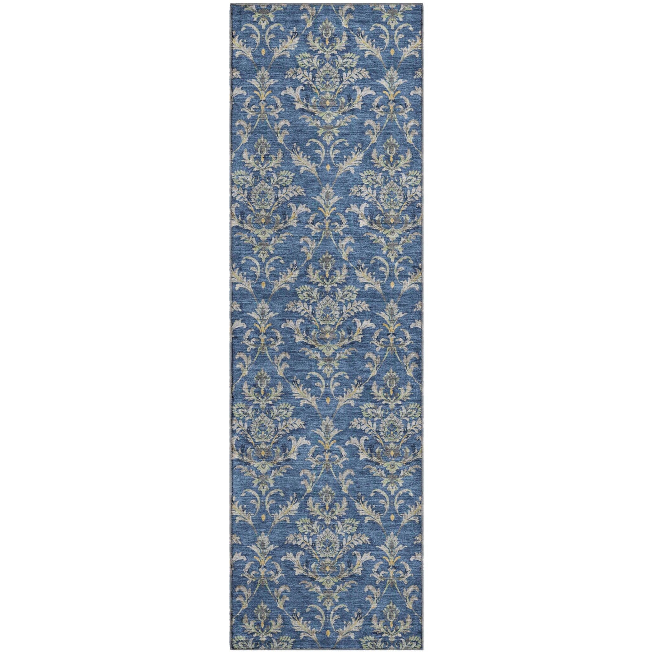 Chiang Mai Machine Washable Traditional Navy Blue Rug 2'3" x 7'6" #shape_Runner