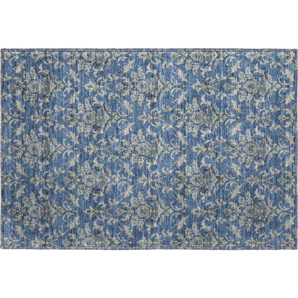 Chiang Mai Machine Washable Traditional Navy Blue Rug 1'8" x 2'6"