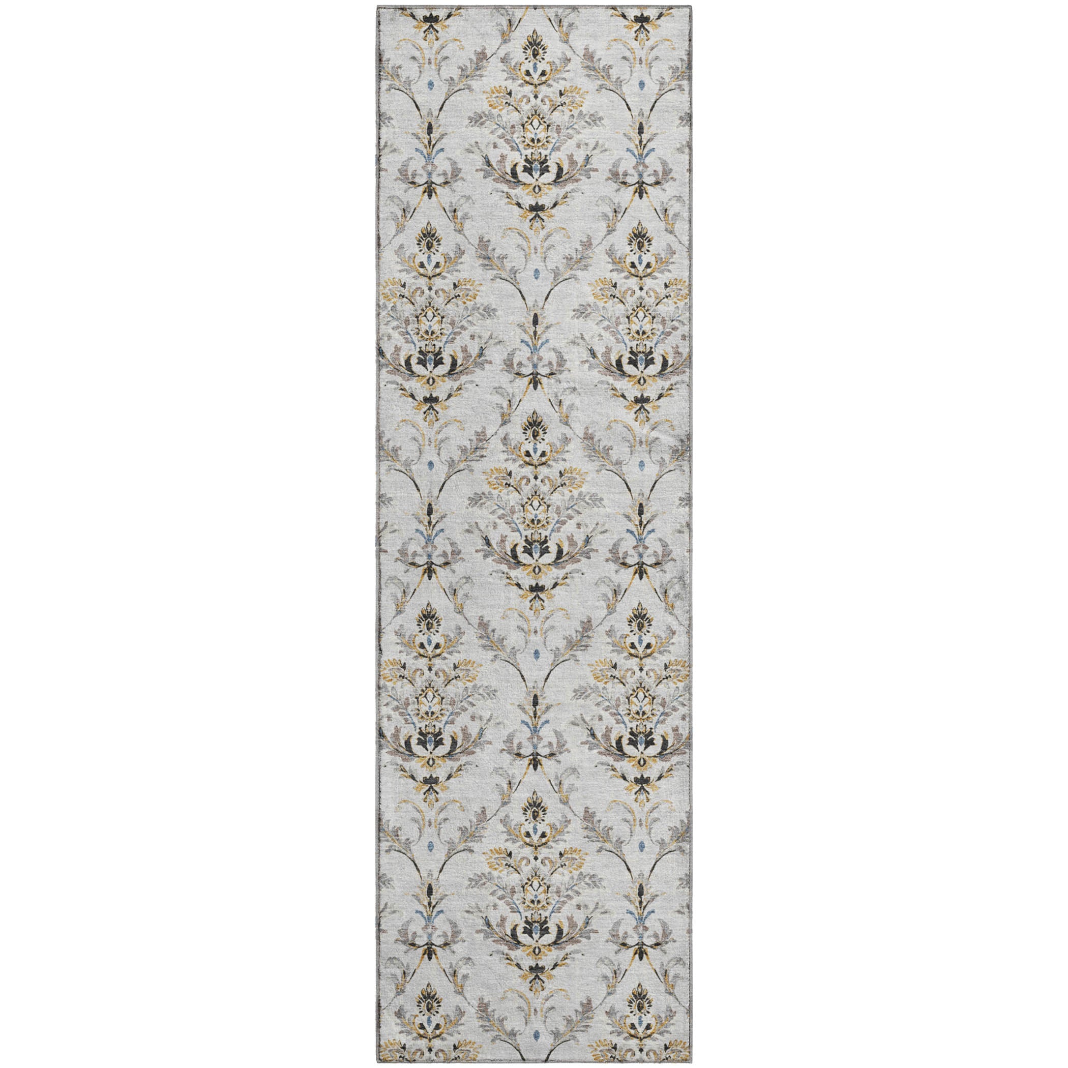 Chiang Mai Machine Washable Traditional Silver Gray Rug 2'3" x 7'6" #shape_Runner