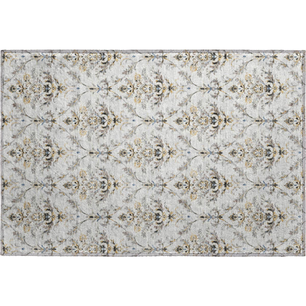 Chiang Mai Machine Washable Traditional Silver Gray Rug 1'8" x 2'6"
