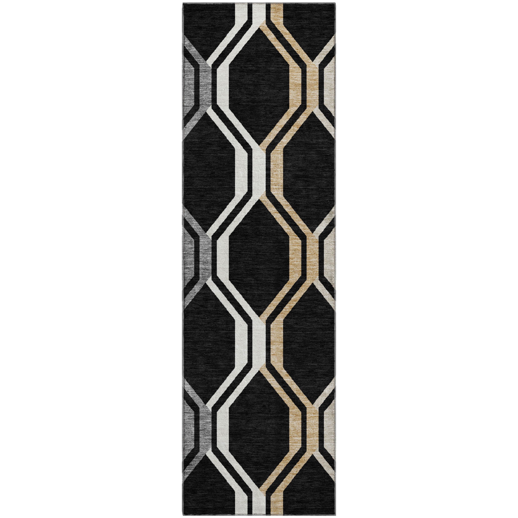 Lucerne Machine Washable Transitional Black Rug 2'3" x 7'6" #shape_Runner