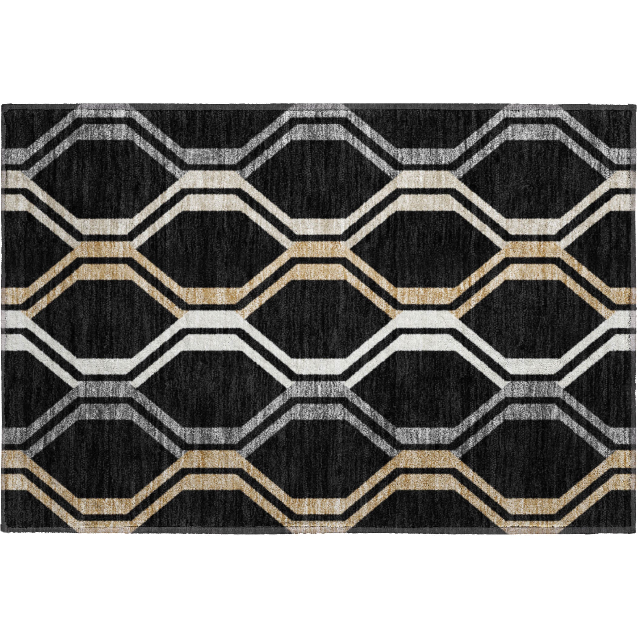 Lucerne Machine Washable Transitional Black Rug 1'8" x 2'6" #shape_Rectangle