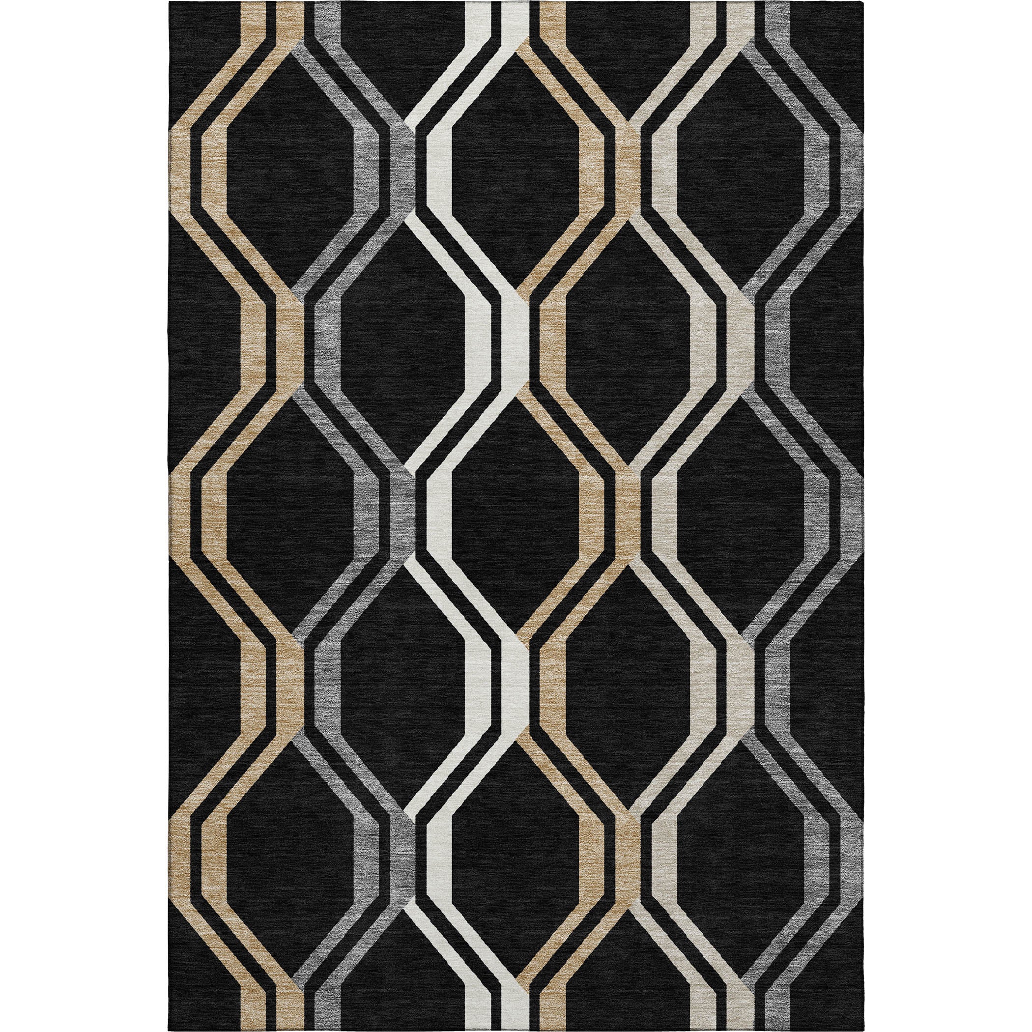 Lucerne Machine Washable Transitional Black Rug 3' x 5' #shape_Rectangle