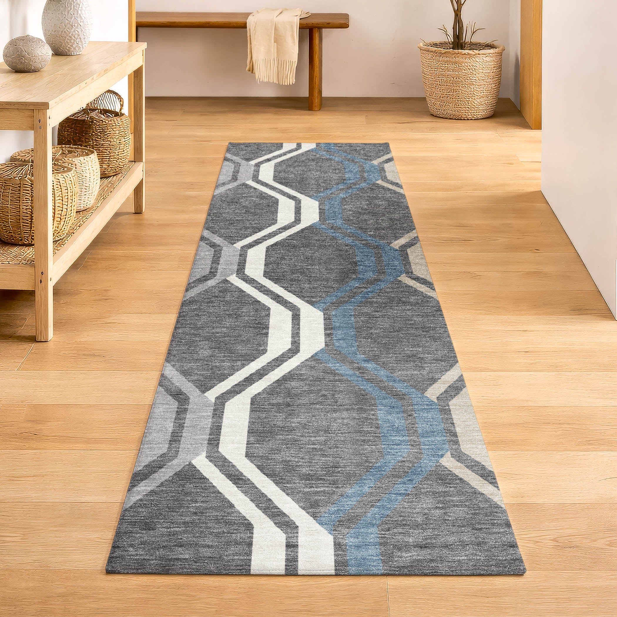 Lucerne Machine Washable Transitional Gray Rug 2'3" x 7'6" #shape_Runner