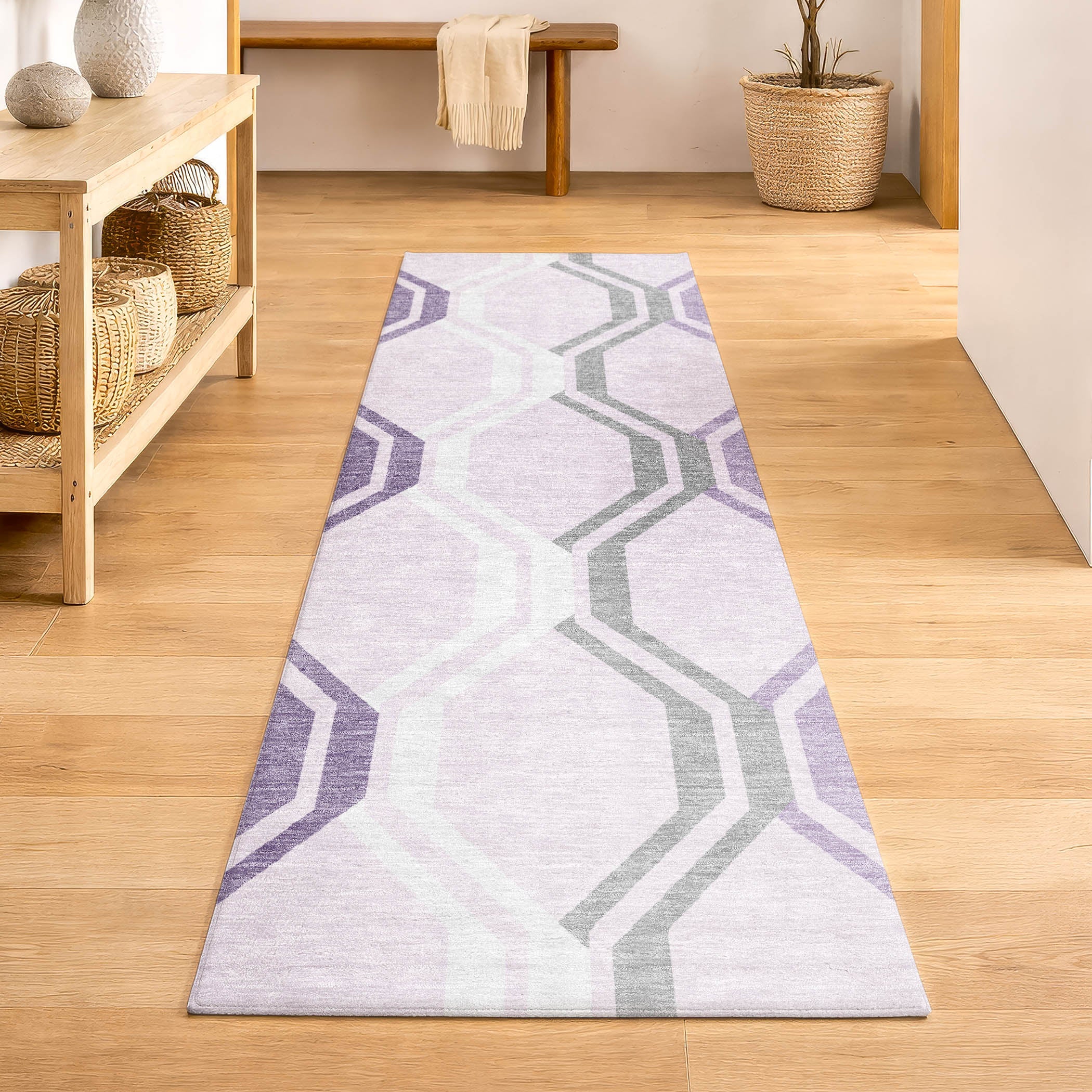 Lucerne Machine Washable Transitional Lavender Purple Rug 2'3" x 7'6" #shape_Runner