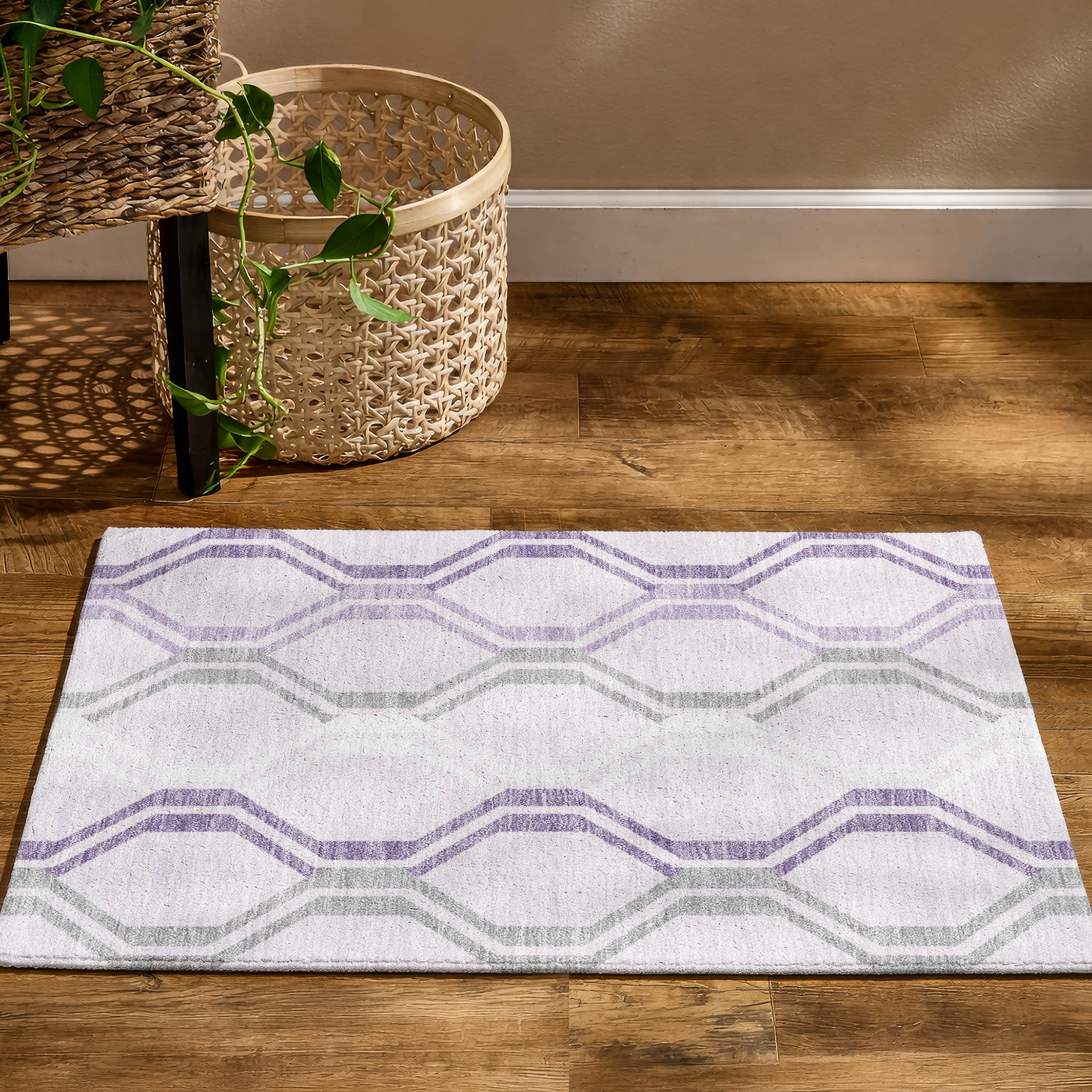 Lucerne Machine Washable Transitional Lavender Purple Rug 1'8" x 2'6" #shape_Rectangle