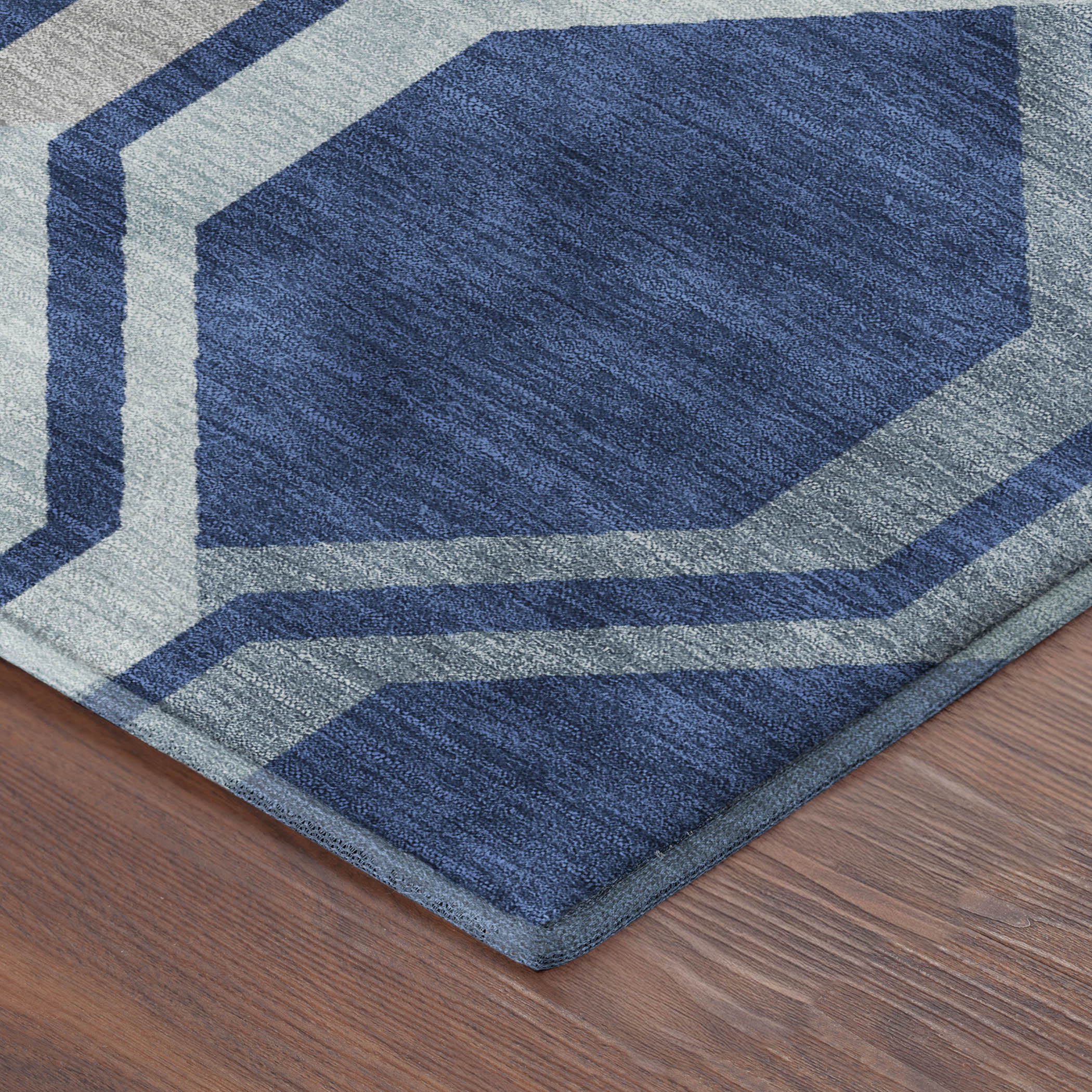 Lucerne Machine Washable Transitional Navy Blue Rug 1'8" x 2'6" #shape_Rectangle