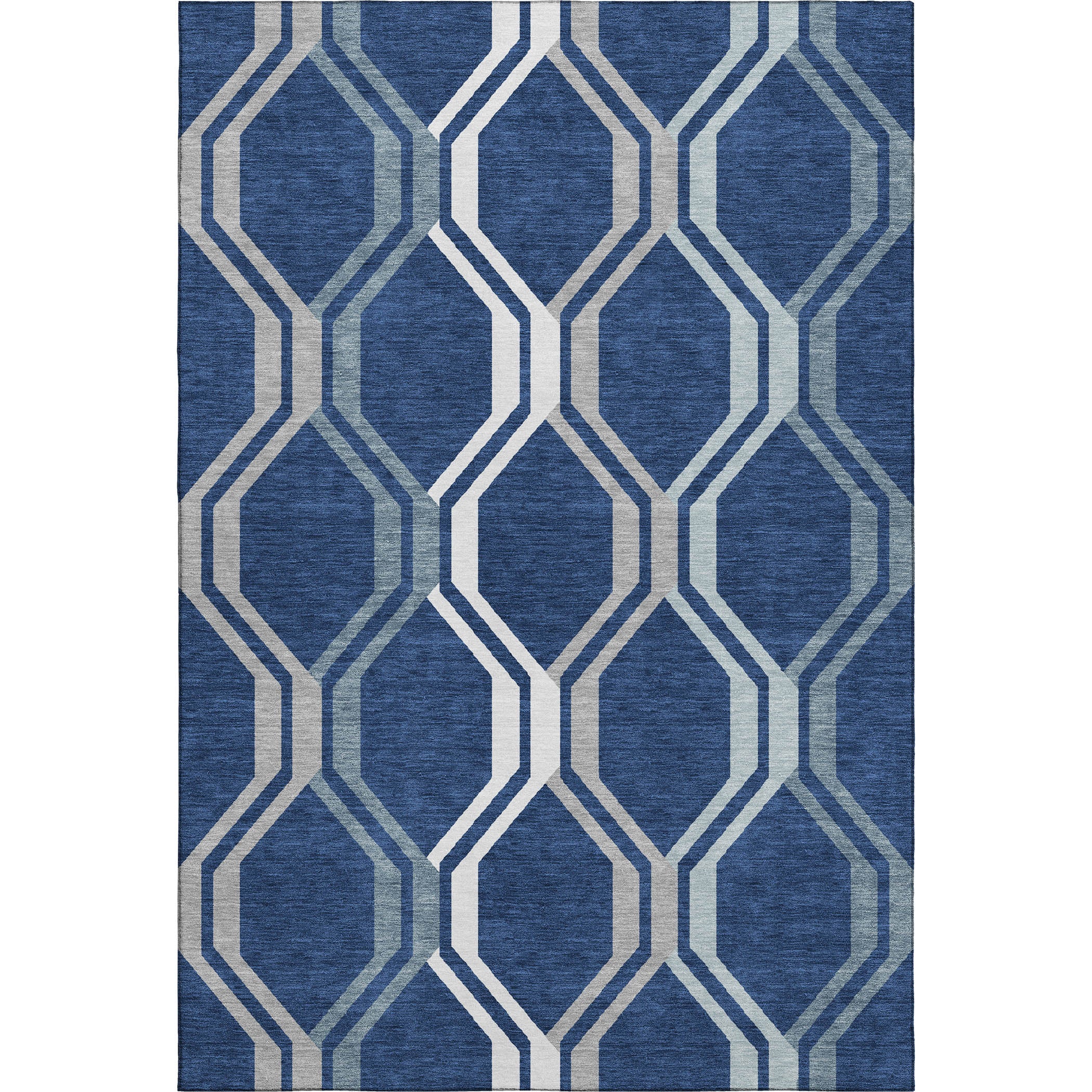Lucerne Machine Washable Transitional Navy Blue Rug 3' x 5' #shape_Rectangle