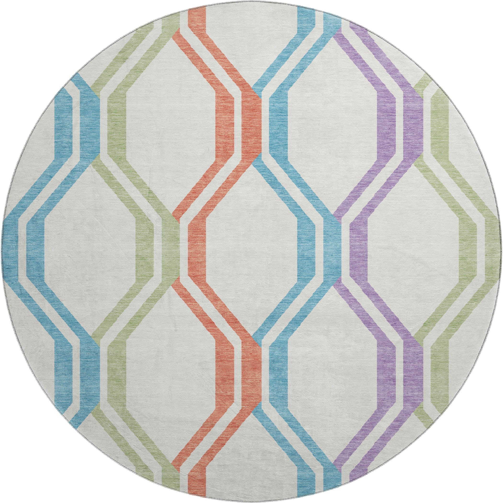 Lucerne Machine Washable Transitional Pearl Ivory Rug 8' x 8' #shape_Round