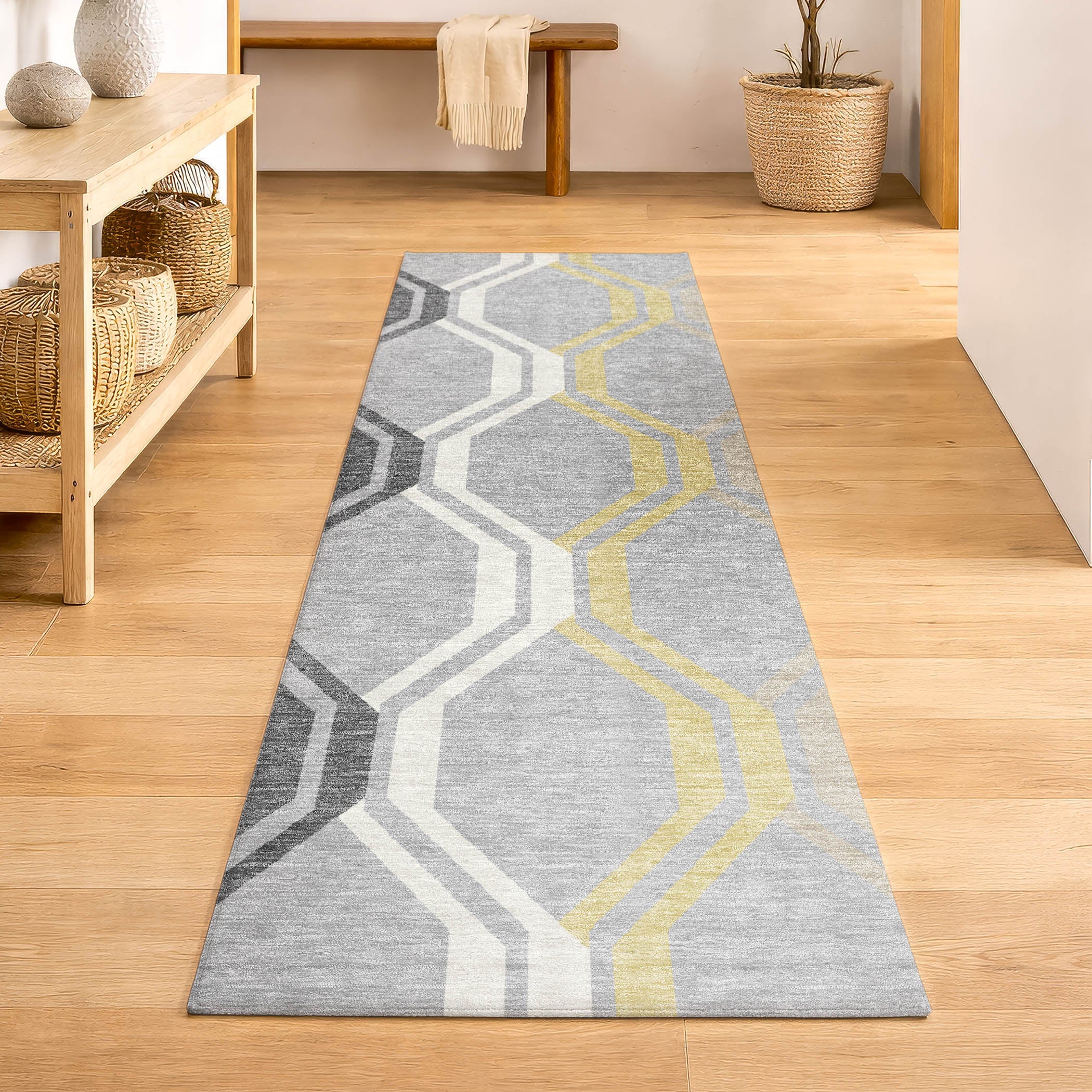 Lucerne Machine Washable Transitional Silver Gray Rug 2'3" x 7'6" #shape_Runner