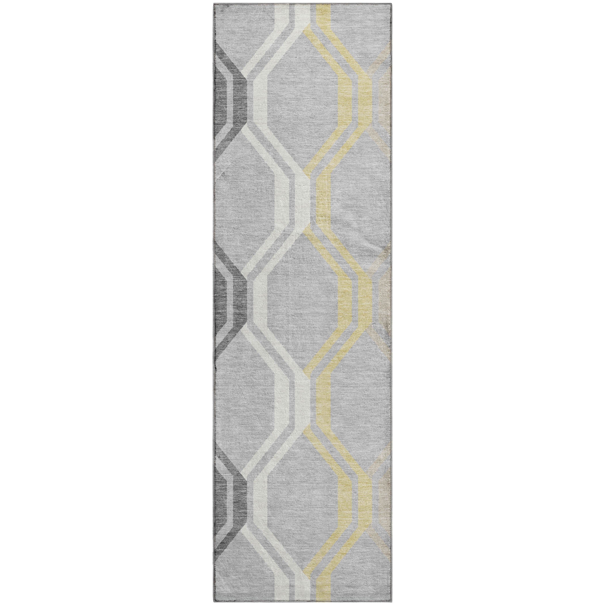 Lucerne Machine Washable Transitional Silver Gray Rug 2'3" x 7'6" #shape_Runner
