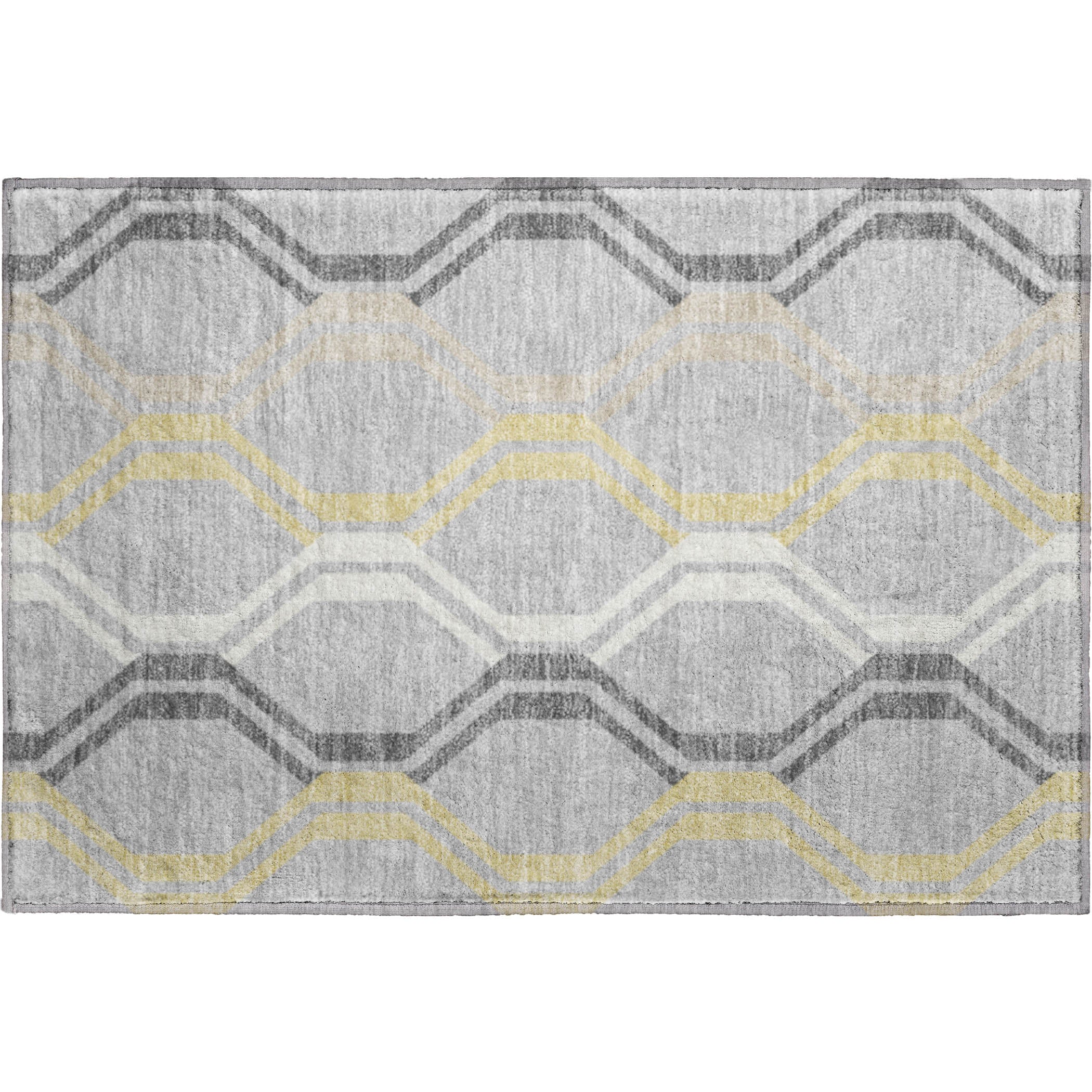 Lucerne Machine Washable Transitional Silver Gray Rug 1'8" x 2'6" #shape_Rectangle