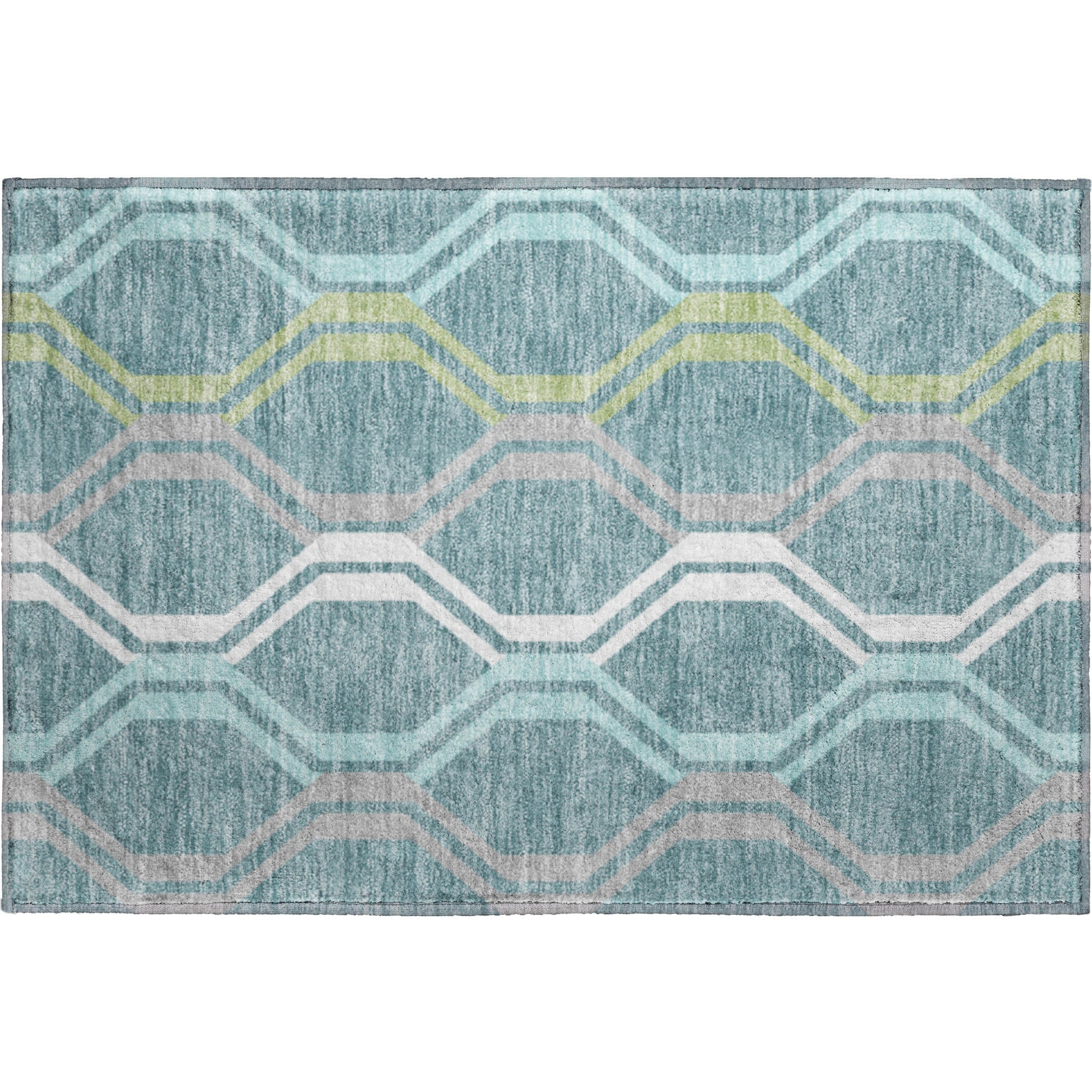Lucerne Machine Washable Transitional Teal Rug 1'8" x 2'6" #shape_Rectangle