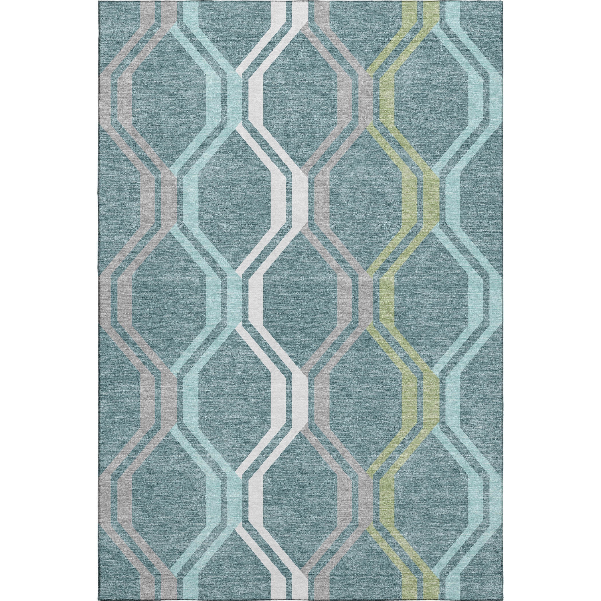Lucerne Machine Washable Transitional Teal Rug 3' x 5' #shape_Rectangle